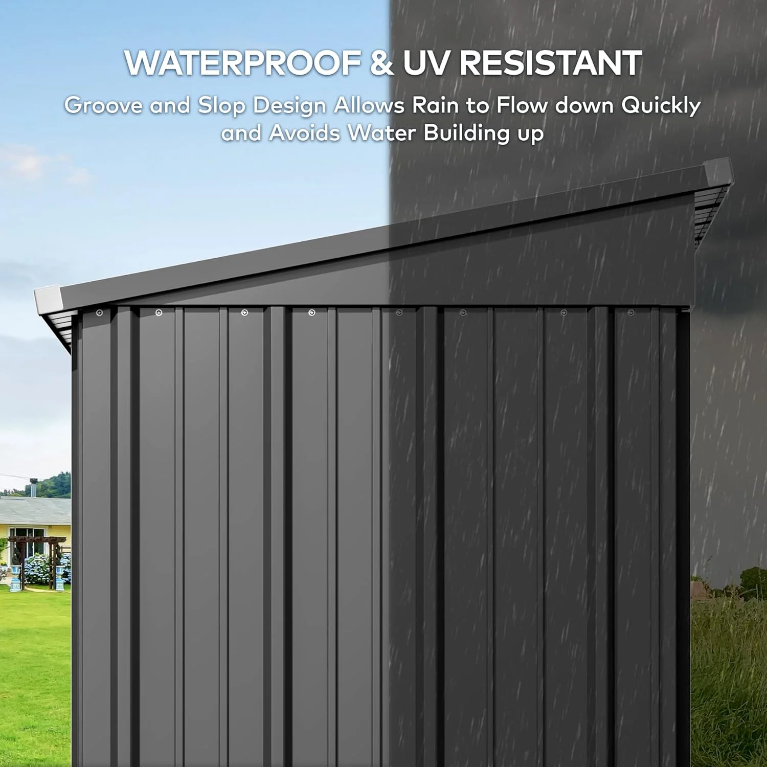 5'x3' Outdoor Storage Shed, Lofka Metal Storage Tool Shed with Single Lockable Door, for Bike| Garden Tools| Patio, Grey - Image 8