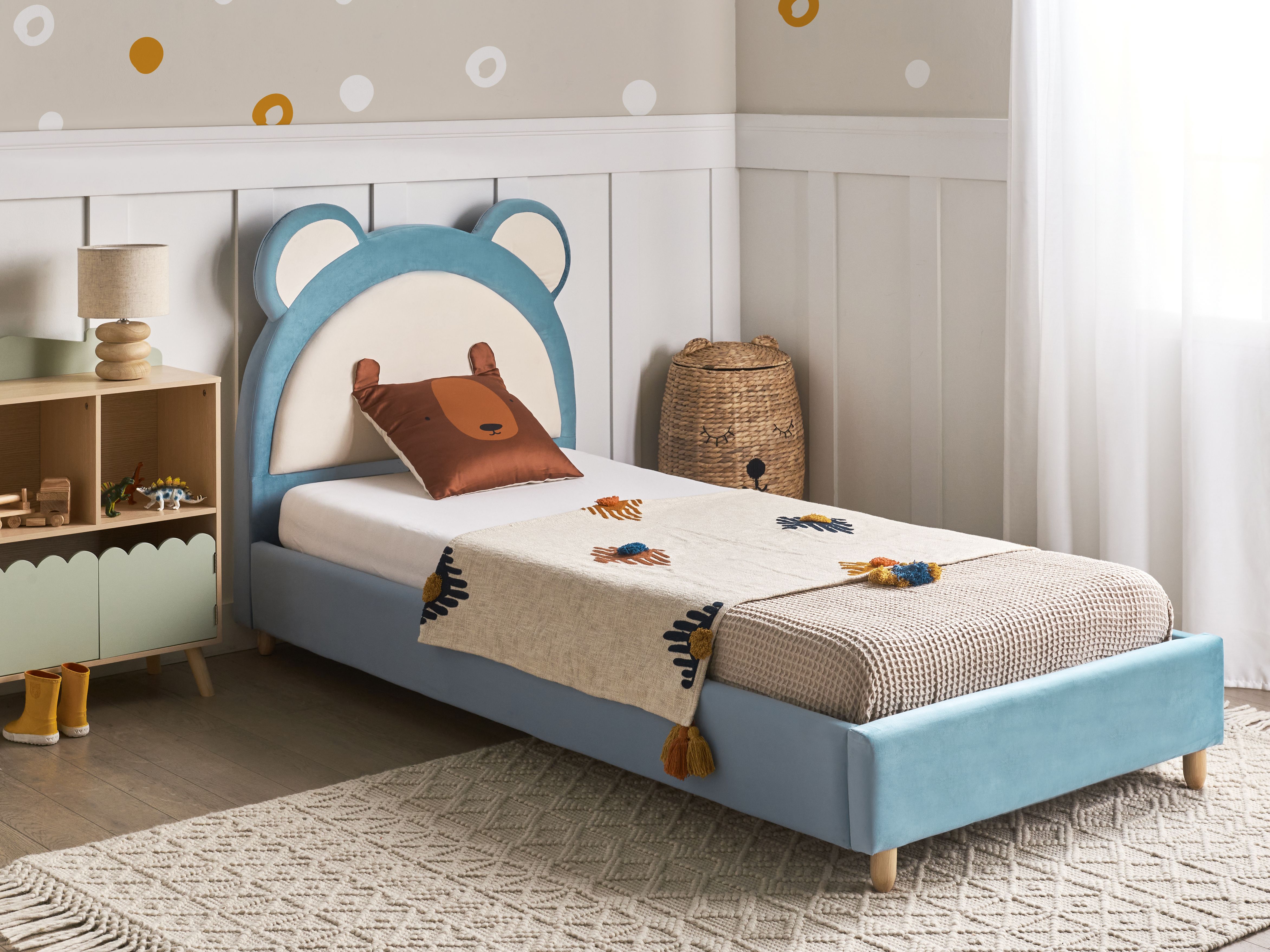 Kids Bed Teddy Bear Velvet MAILLES 90 x 200 cm (EU Single) Blue