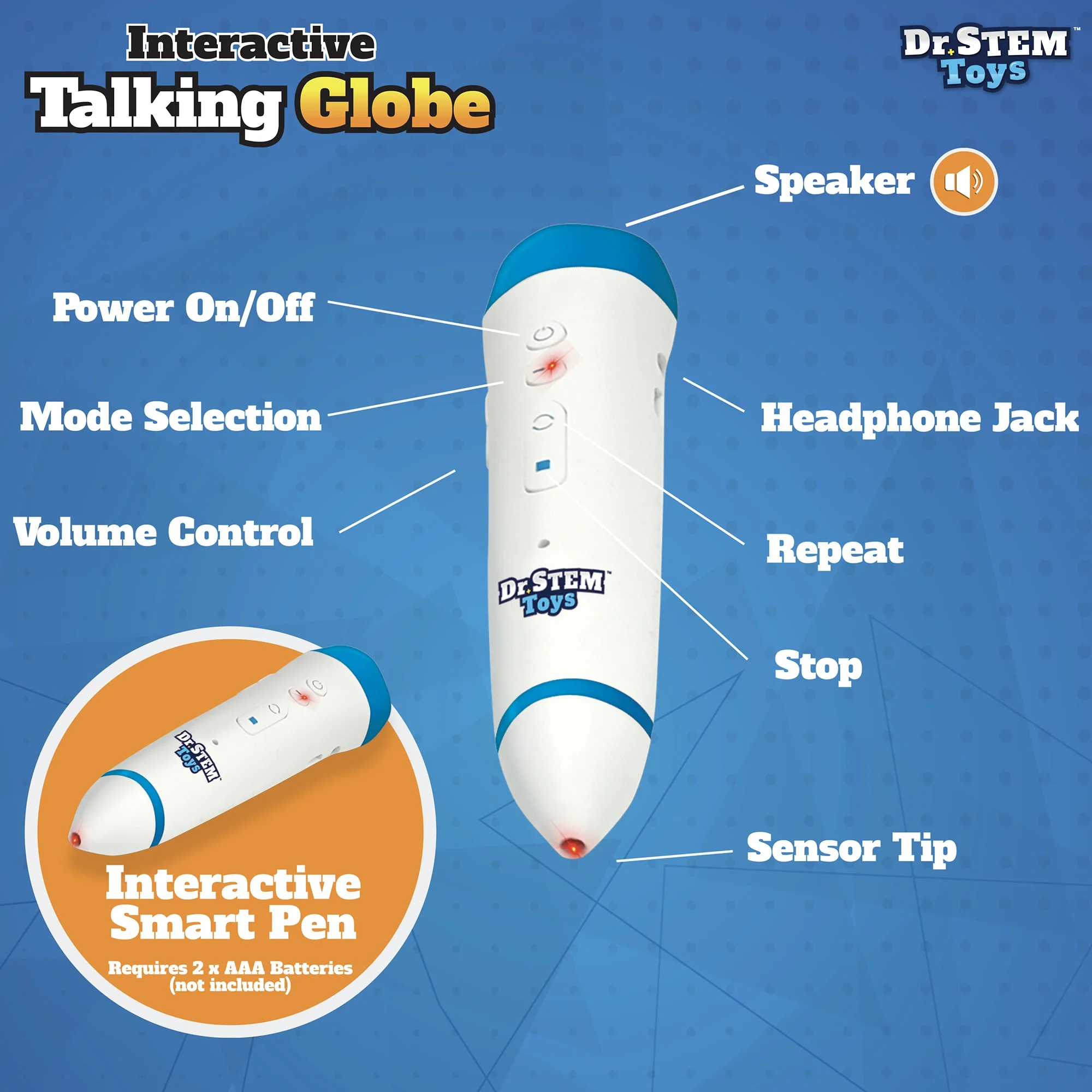 Dr. STEM: Interactive Talking Globe - Touch & Learn, Geographic Education Learning Set, Smart Pen, Electronic Game Panel, 300 Quiz Questions, Kids 6+ - Image 6