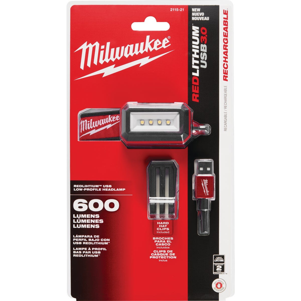 Milwaukee 600 Lm. LED REDLITHIUM USB Rechargeable Low-Profile Headlamp
