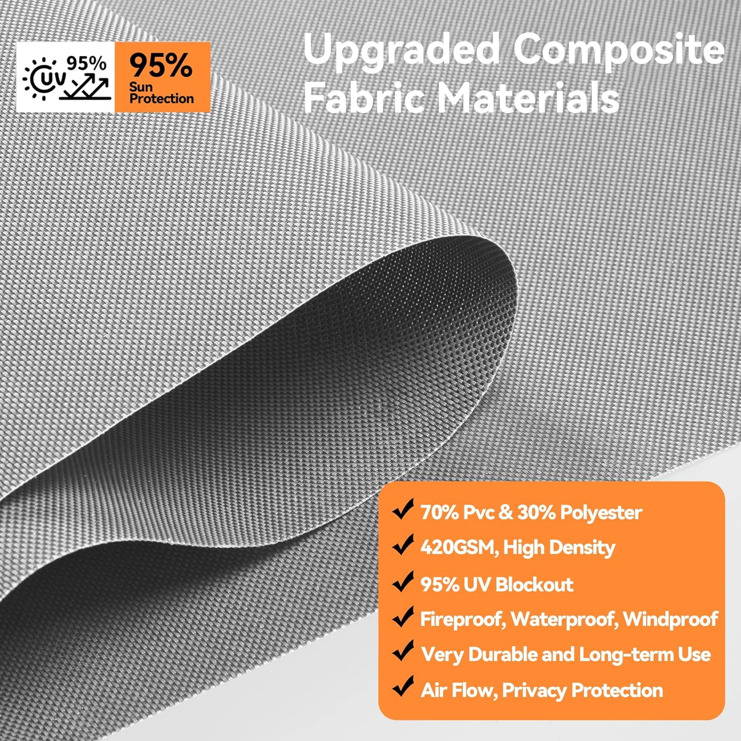 Superjoe Outdoor Roller Shade for Patio, Cordless Blackout Waterproof Blind, UV Block, 4'L x 6'W - Image 16