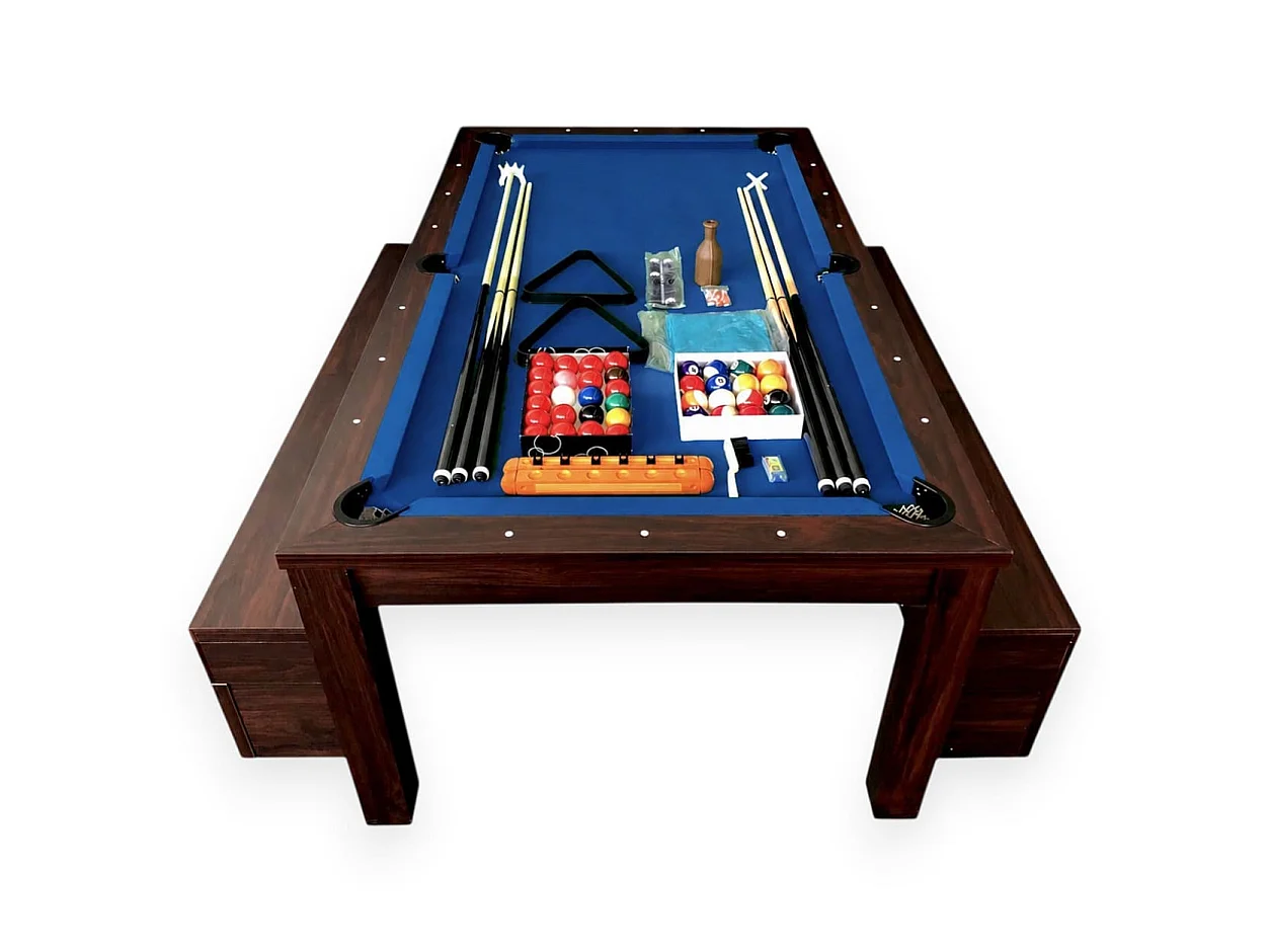 Table de billard convertible 7 pieds avec bancs de rangement – Theti