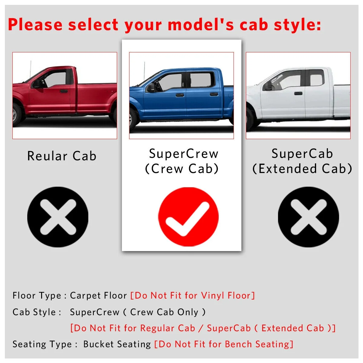 RVNI Floor Mat Liners for 2010 2011 2012 2013 2014 Ford F-150 Super Crew Cab All Weather Black 3pcs 3D TPE Liners - Image 2