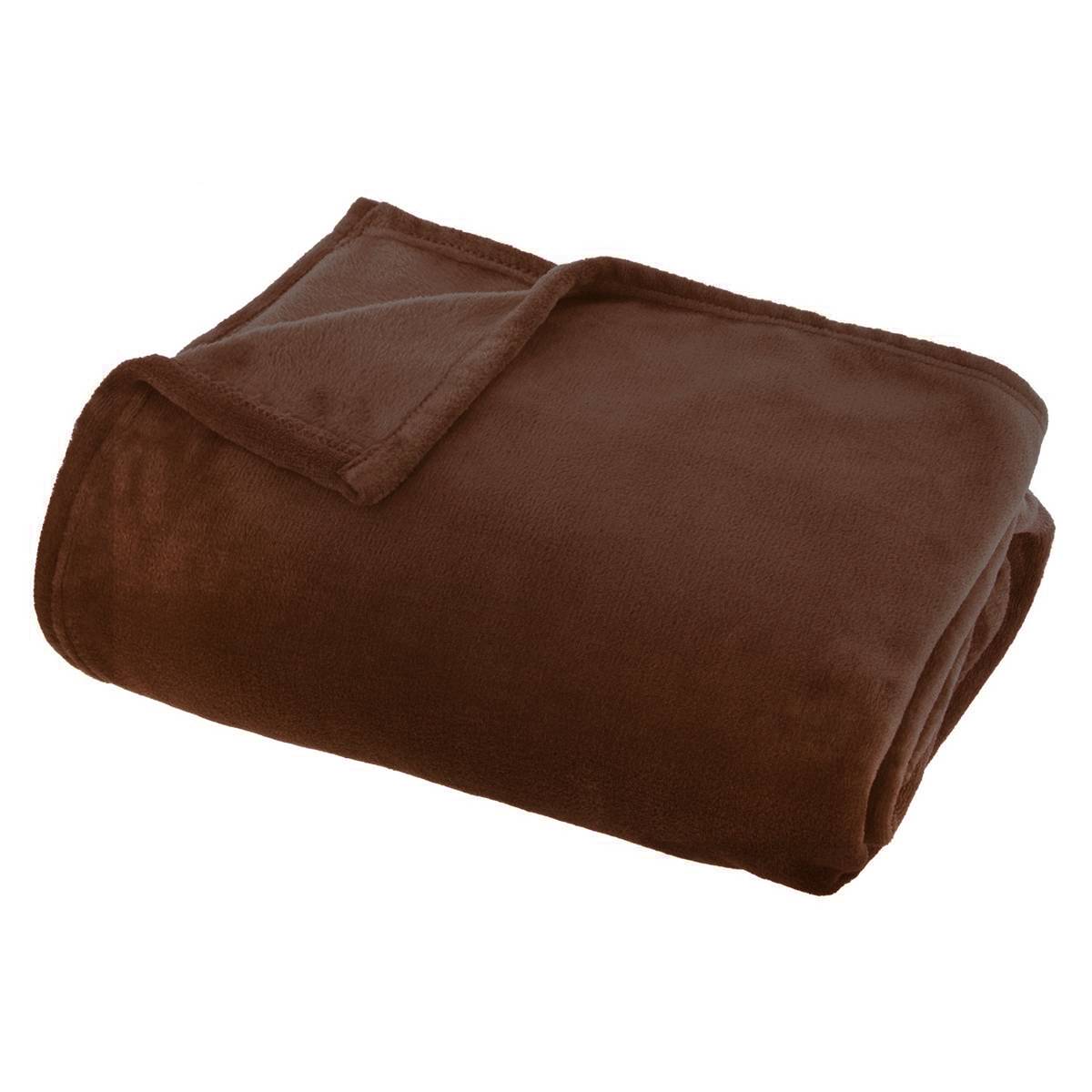 Flannel Throw "Ollis" Tonka Brown, 180x130 cm