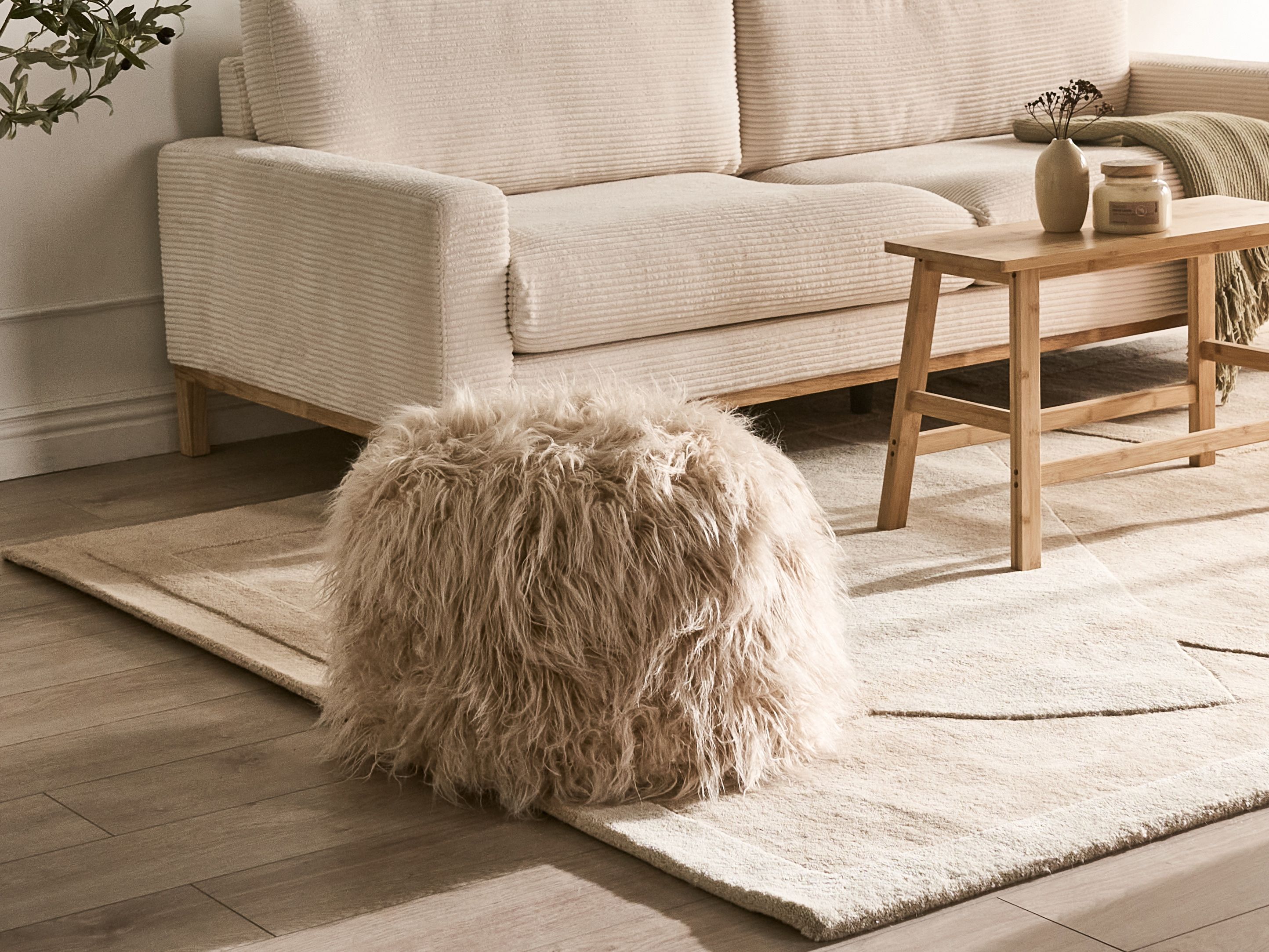 Pouffe TUKKI Faux Fur Beige