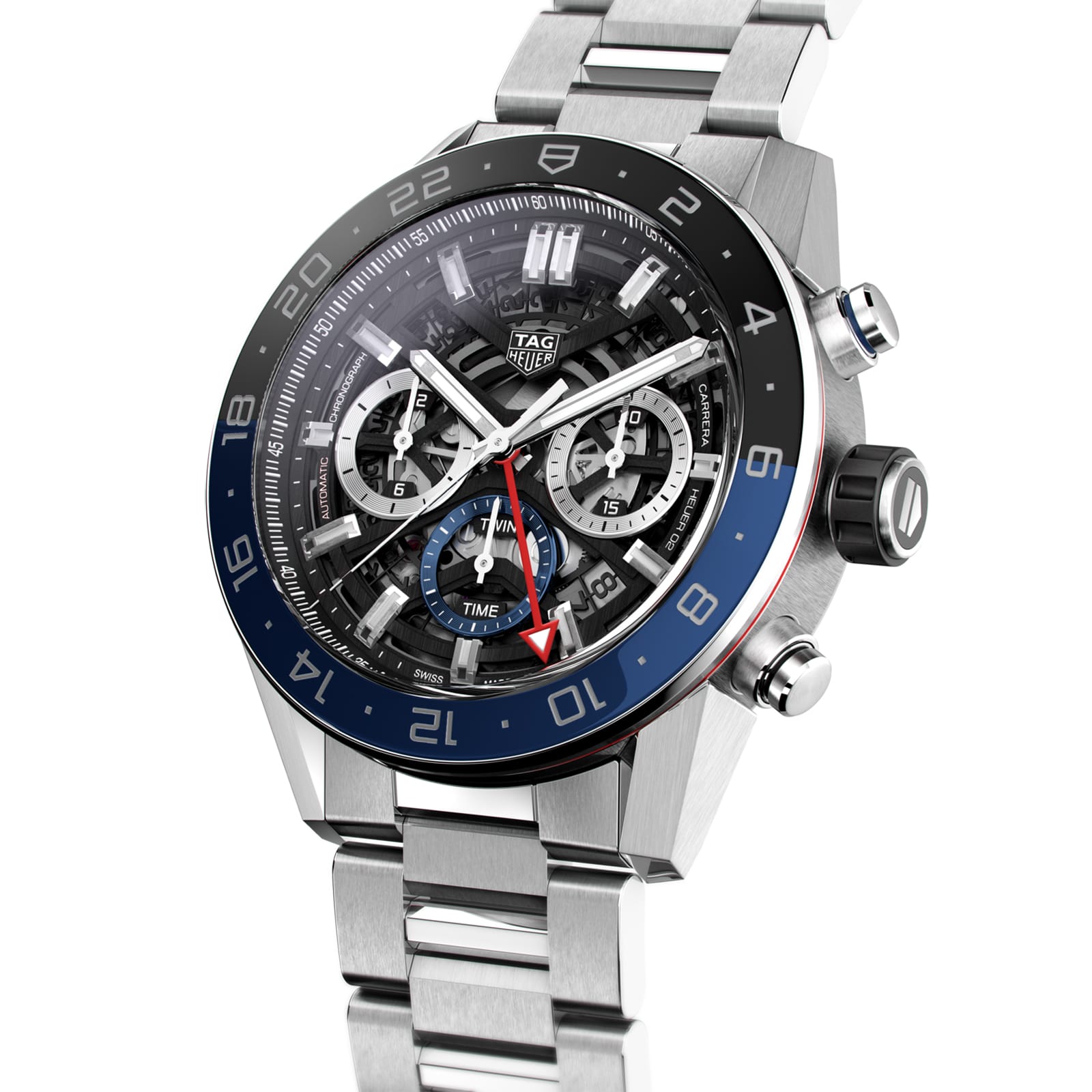 TAG Heuer Replica Watch Carrera Chronograph Twin-Time Automatic 45 mm Steel & Ceramic(1:1 replica) - Elite Watch Atelier