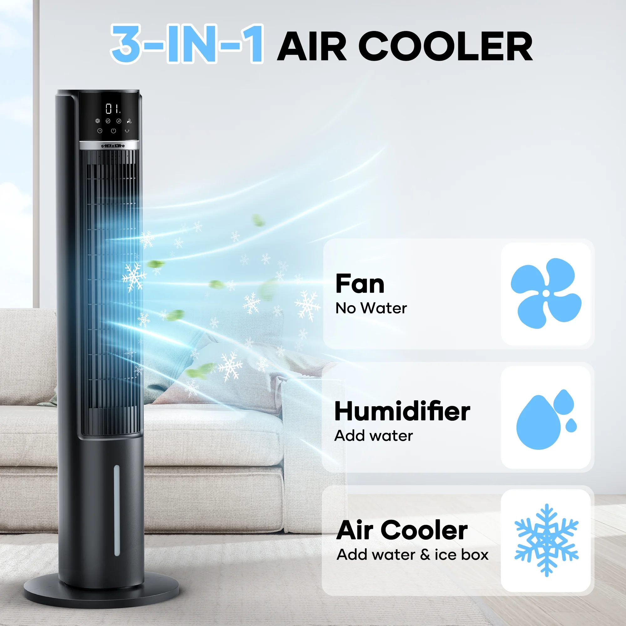 MaxKare 3-in-1 Tower Fan, Air Cooler with FCC & ETL, Humidifier for Office & Bedroom, 40'' High, White - Image 9