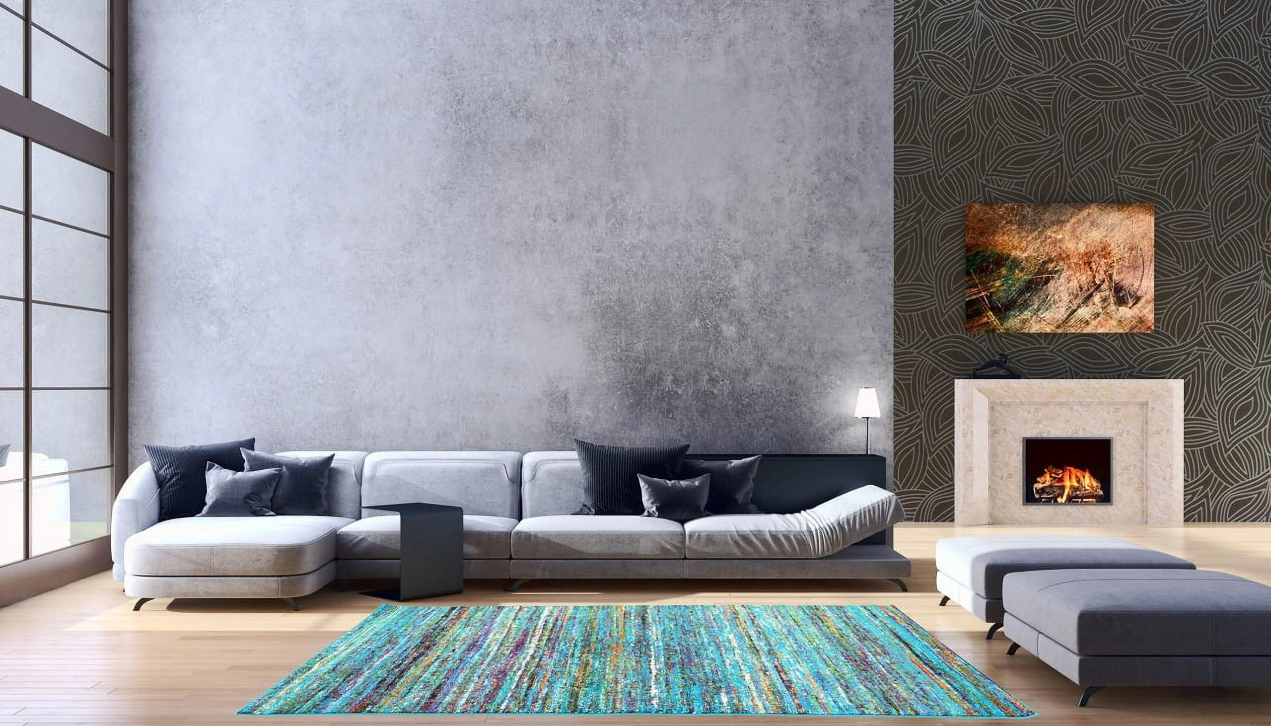 Maxy Home Aiza Collection AI-7144 Anti-Bacterial Frieze Yarn Area Rugs - 63-inch-by-87-inch - 5'x7'