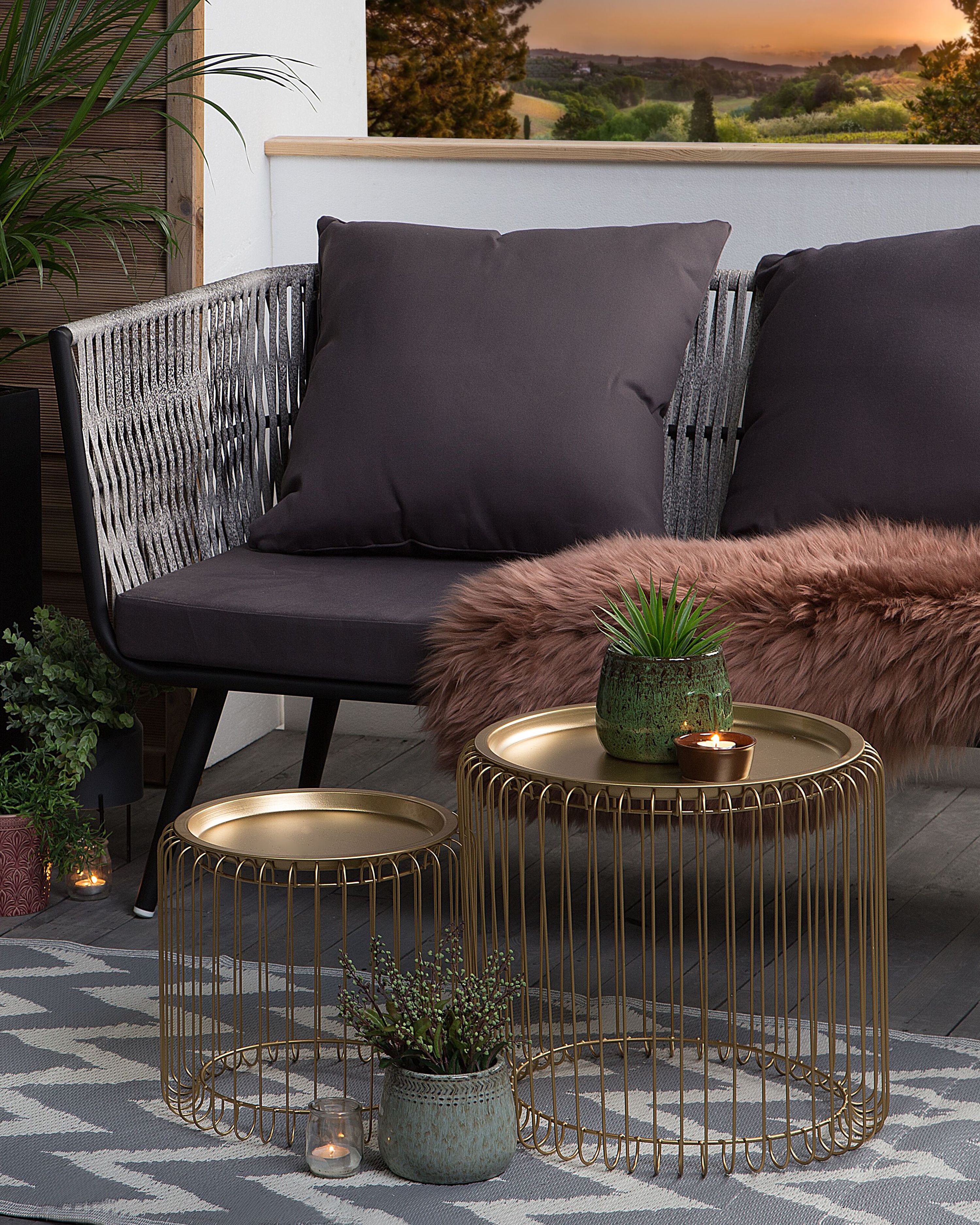 Outdoor Rug SIRSA Grey 90 x 180 cm
