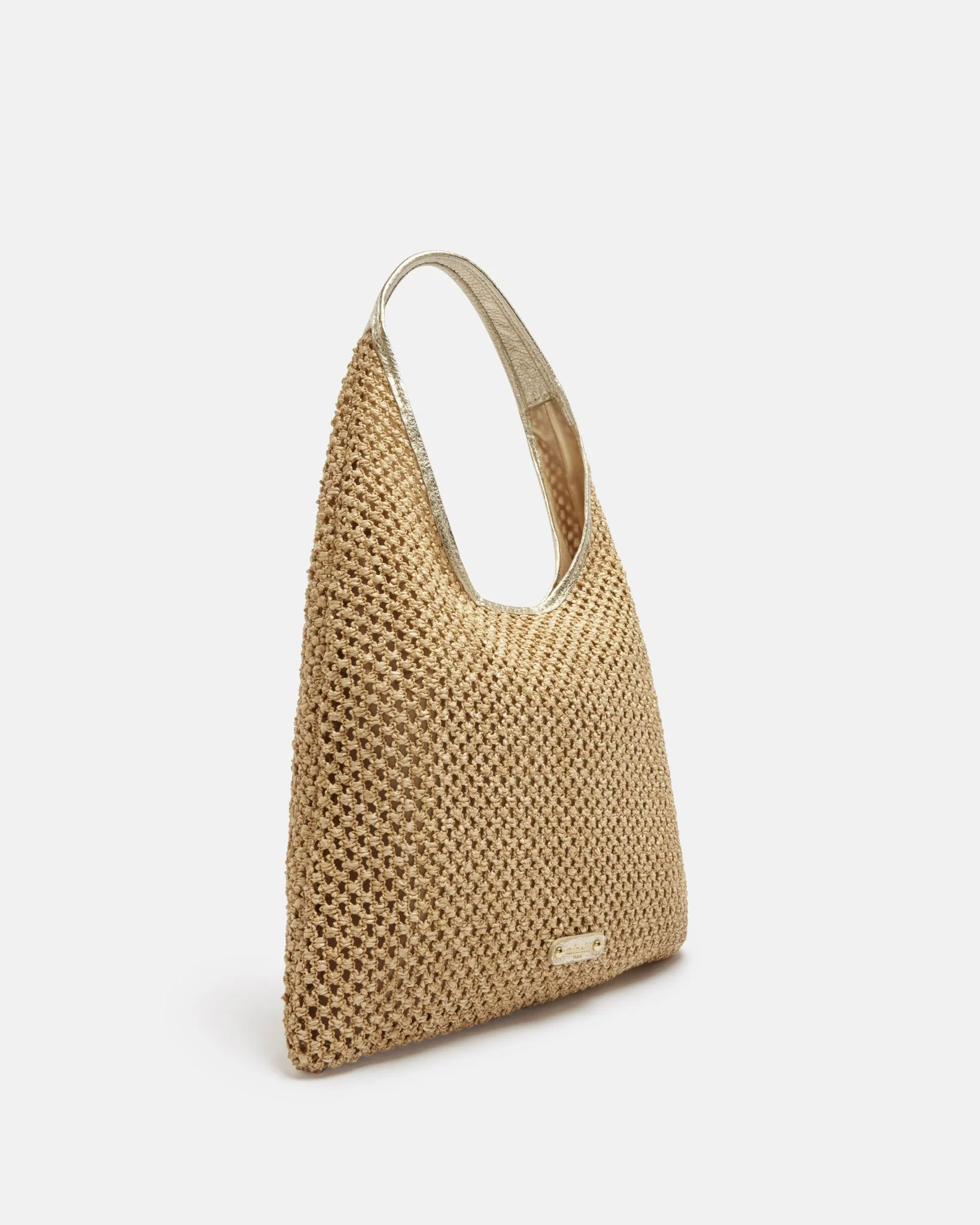 SAC ALAN/RAF - En cuir raphia platine