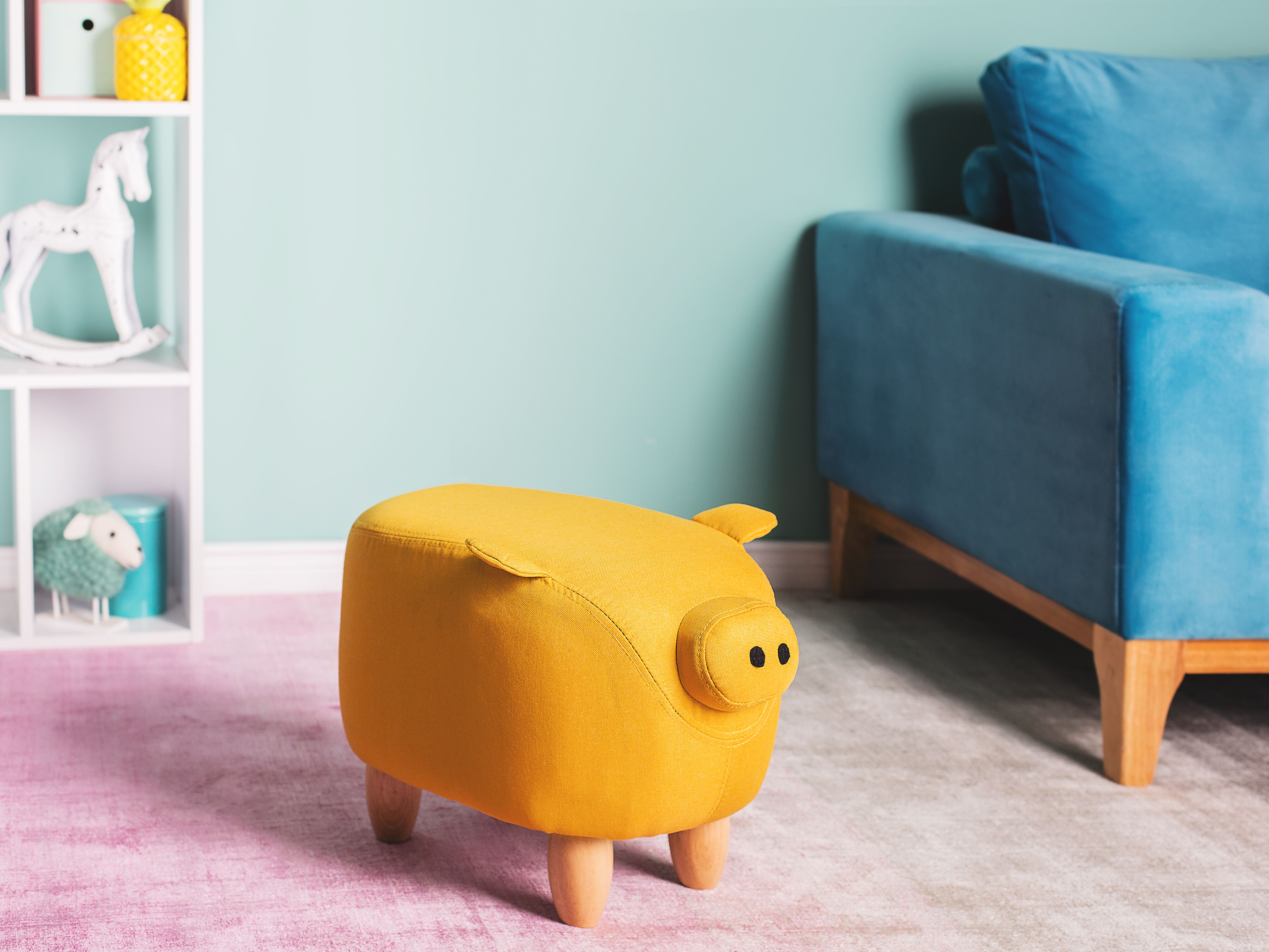 Animal Stool PIGGY Fabric Yellow Pig