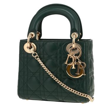 Dior Lady Dior mini shoulder bag in green leather cannage1:1High-quality replica