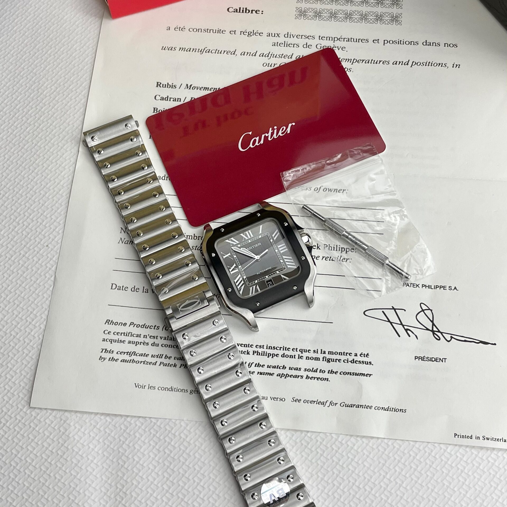 Cartier Santos WSSA0037 Replica 11 Watch Grey Dial BV Factory 39.8mm - Elite Watch Atelier