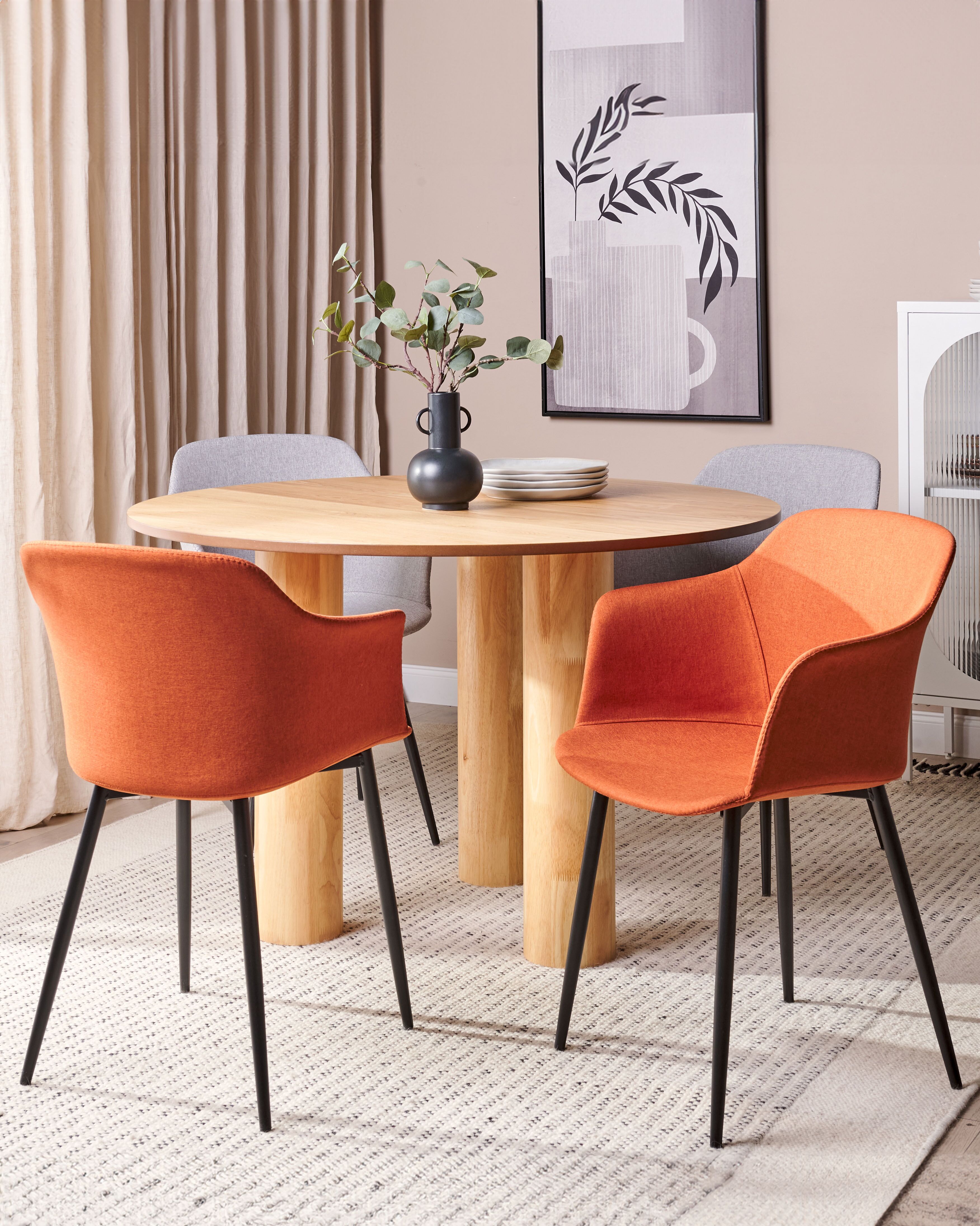 Set of 2 Dining Chairs ELIM Fabric Orange