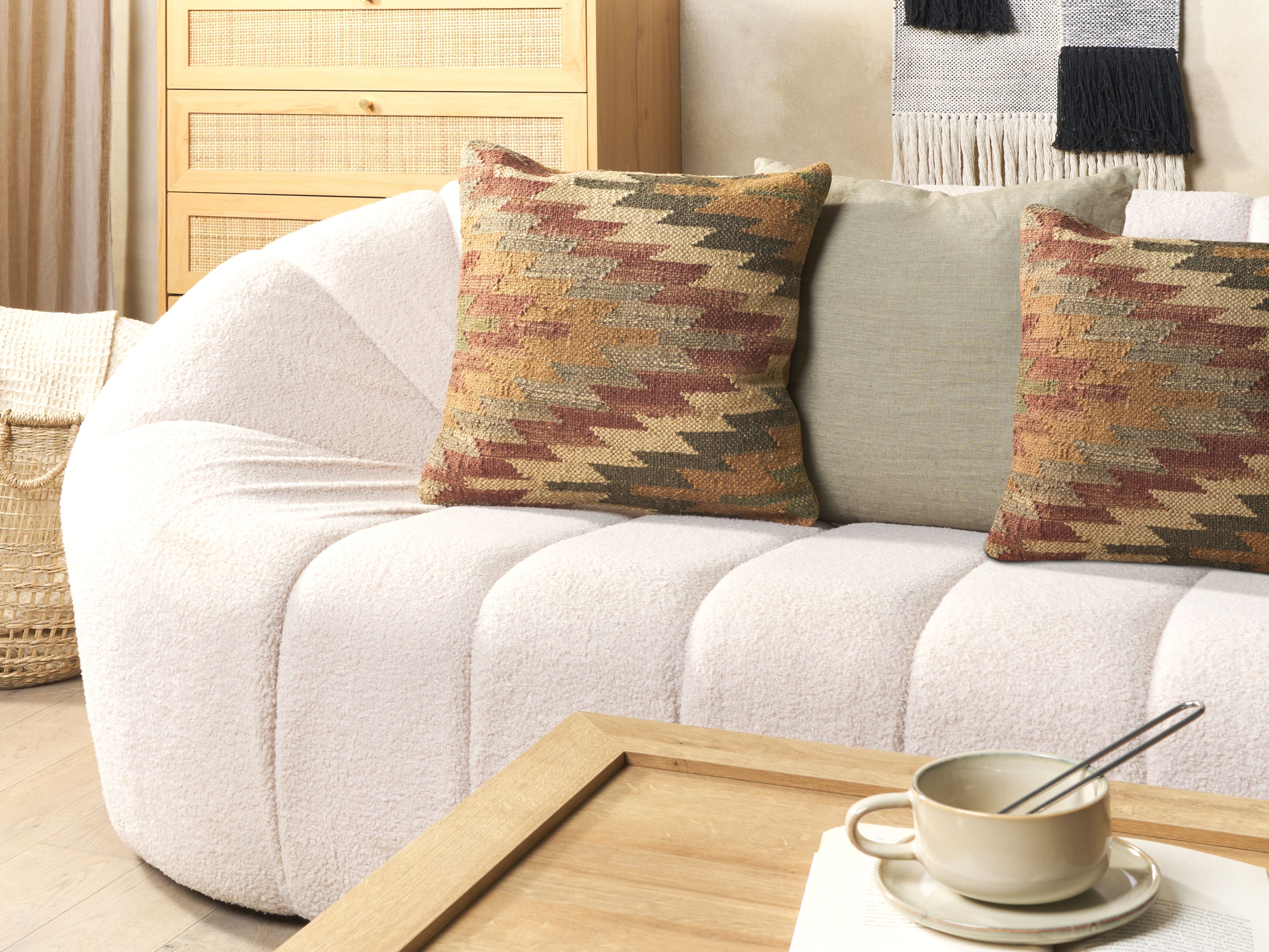 Set of 2 Decorative Cushions DEEPOR Jute 45 x 45 cm Multicolour Oriental Pattern