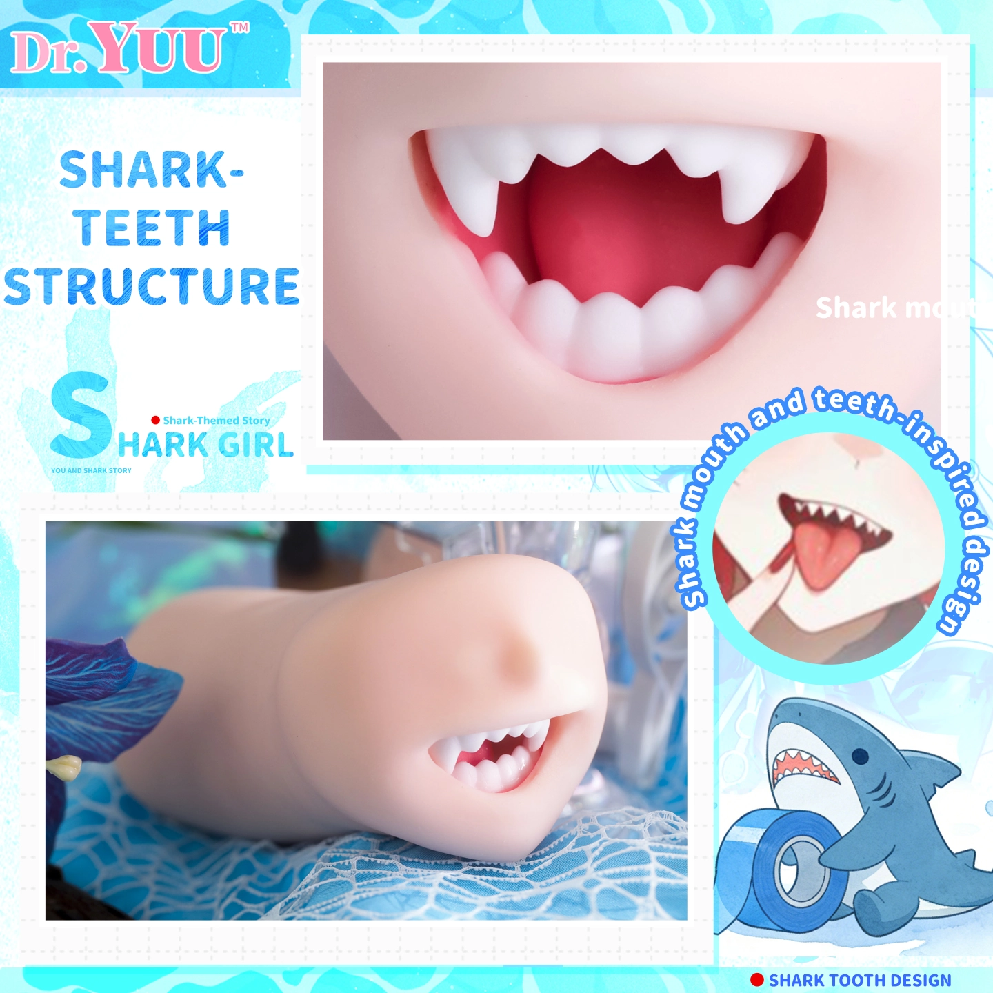 shark tooth oral masturbator with gentle bite entry for stronger stimulation