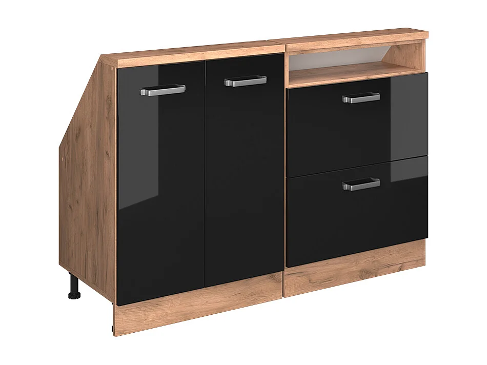 Ensembles de meuble de rangement sous pente noir brillant/chêne doré 120x46x81.6 rion