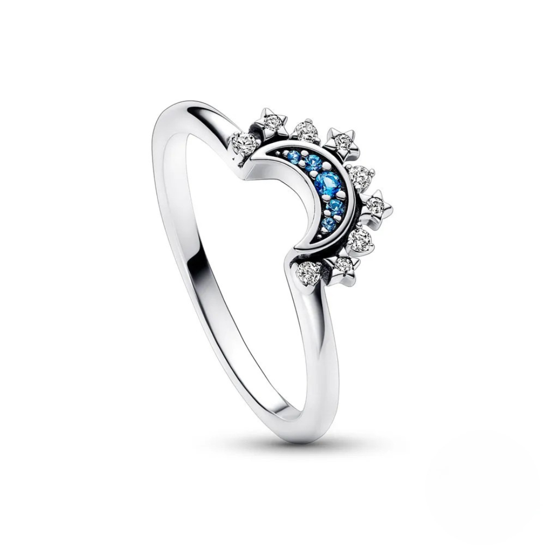Sterling Zilveren Verstelbare Statement Ring met Zon en Maan Design