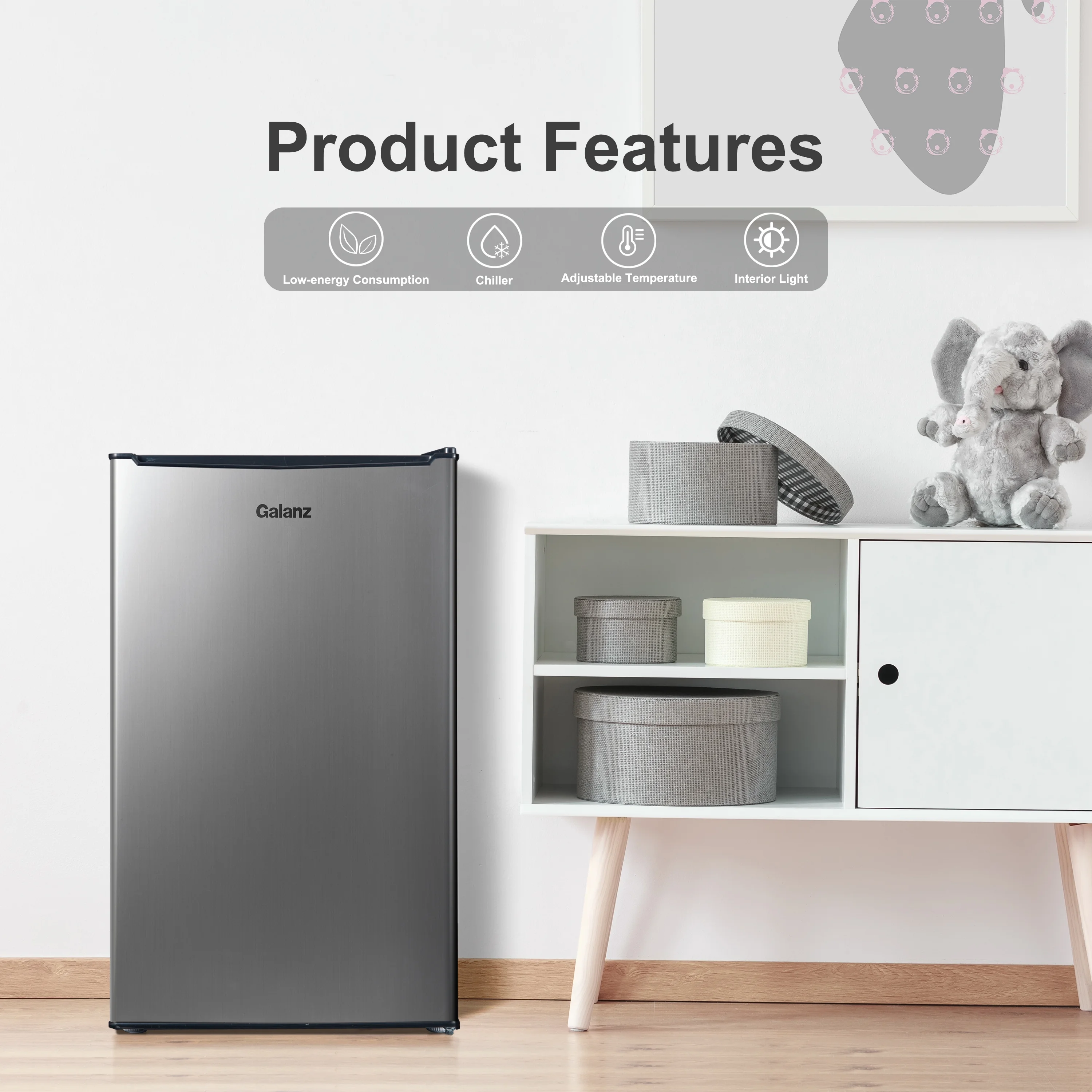 Galanz 3.3 Cu ft One Door Mini Fridge, Black Estar, New - Image 17