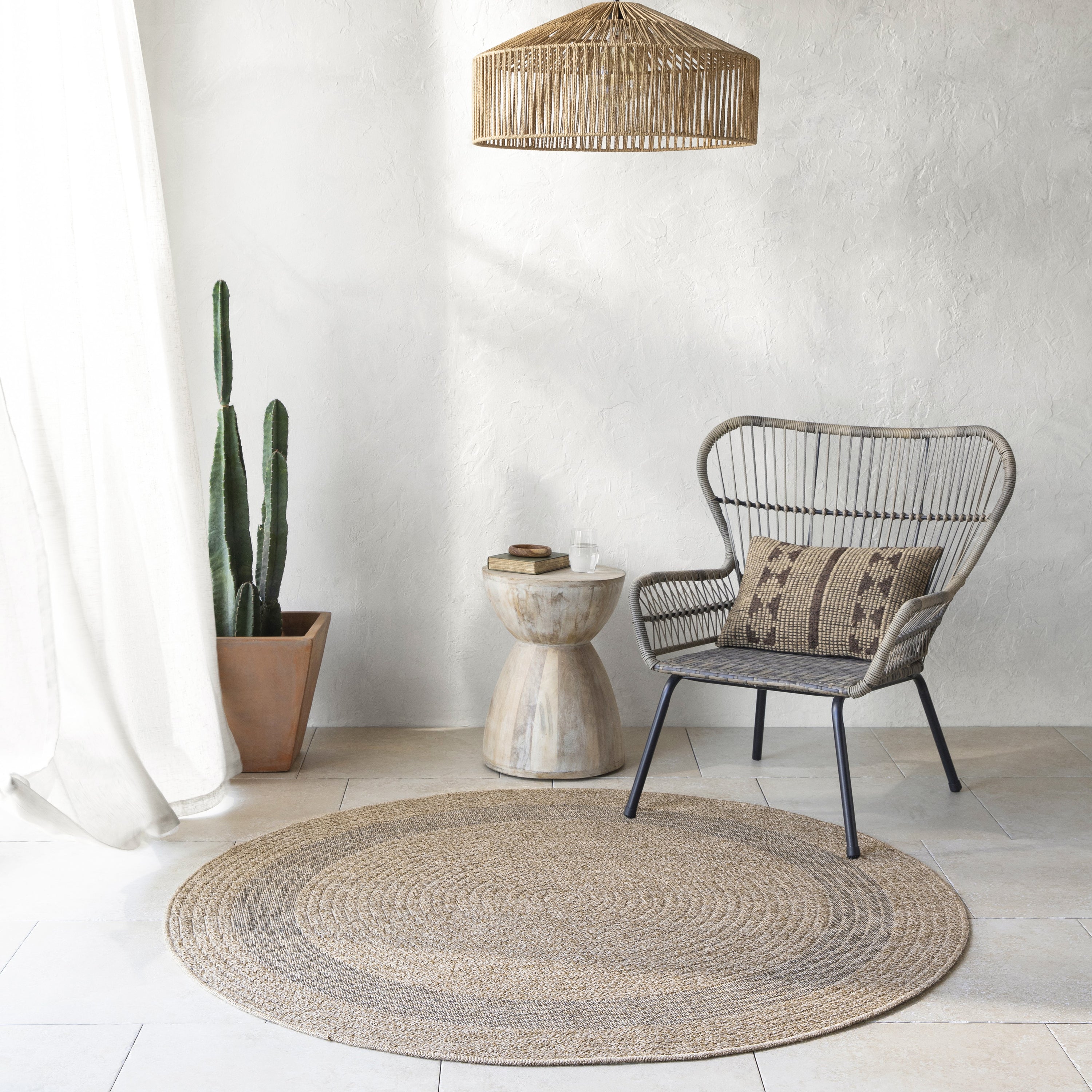 Blokker Core Vloerkleed Ø 100 cm - Zand/Zwart