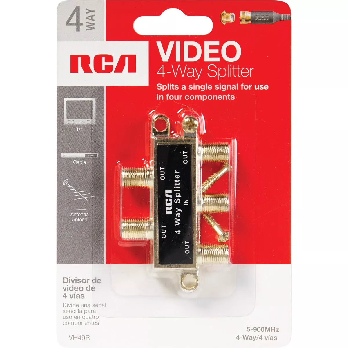 RCA 4-Way Coaxial Splitter