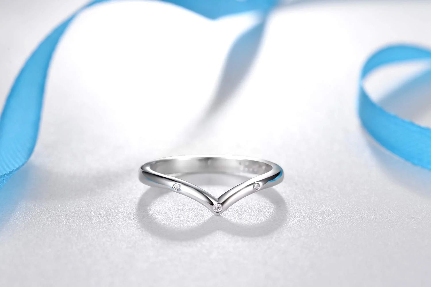 Woman Thumb Stack Rings - V Thumb Ring 925 Sterling Silver Chevron Wedding Band Ring, Princess Wishbone Ring Wedding Engagement Jewelry Gift for Woman Girls, Faith Hope Love Silver Rigb