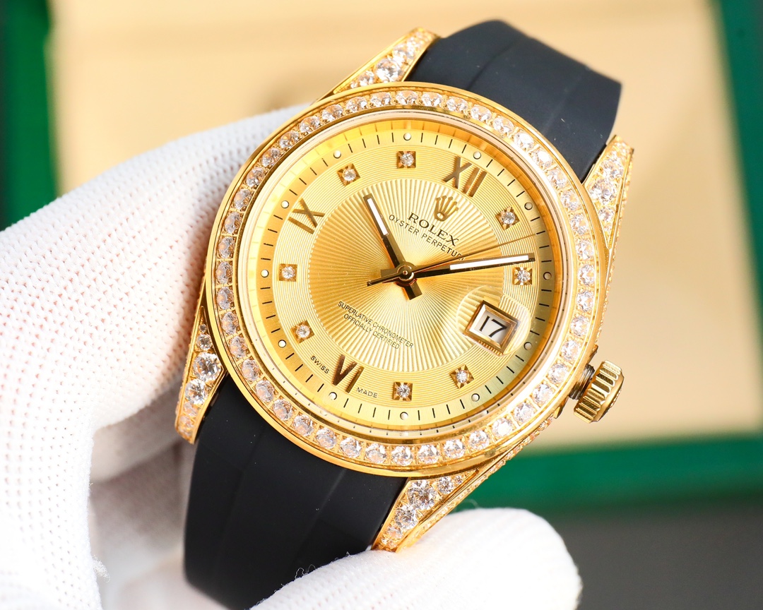 Rolex Logbook Full Luxury-Roman Diamond Dial-18k Nano-Technology 41MM-Golden(1:1 replica) - Top club