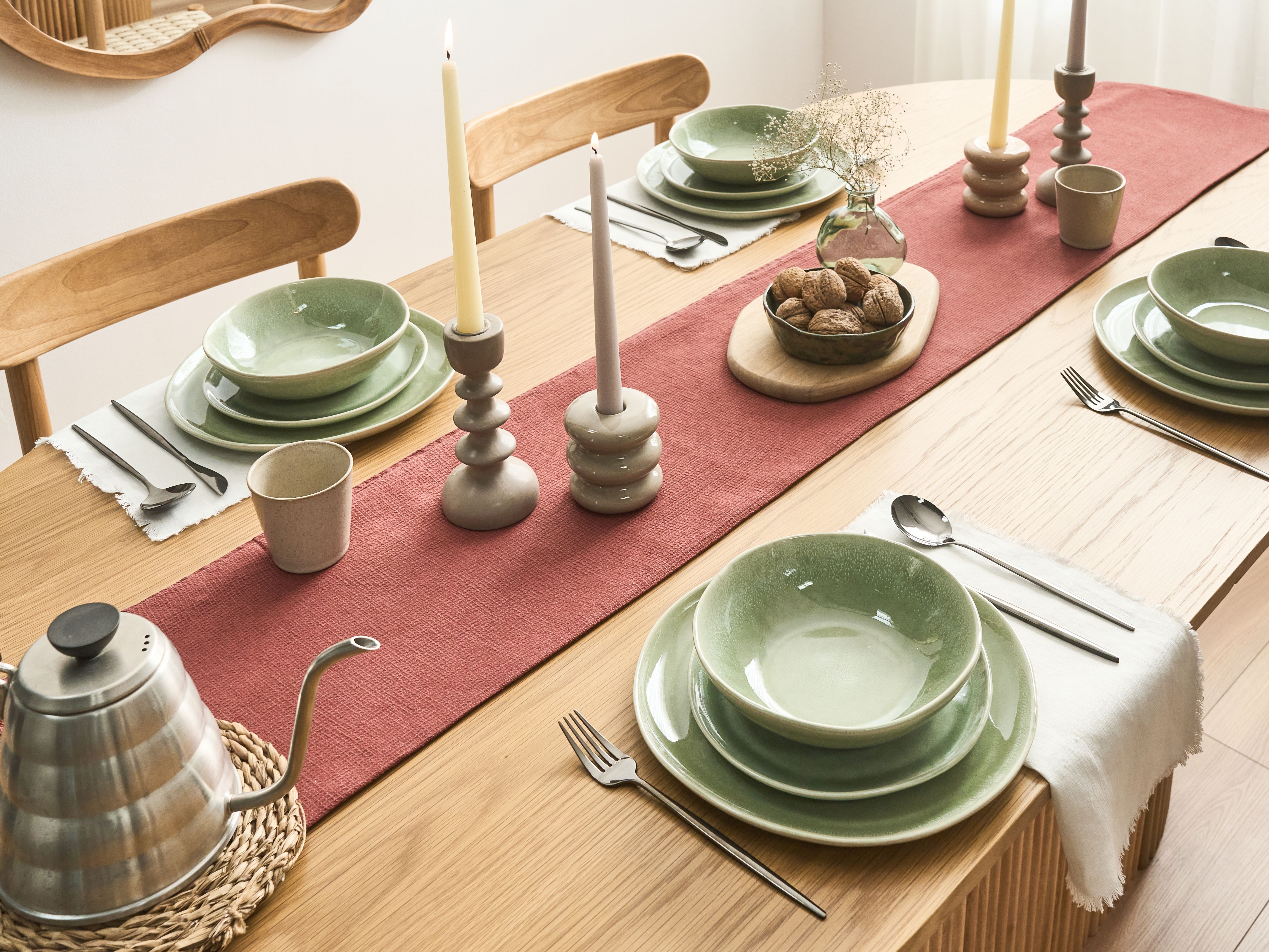 Set of 24 Dinnerware HOPS Stoneware Green