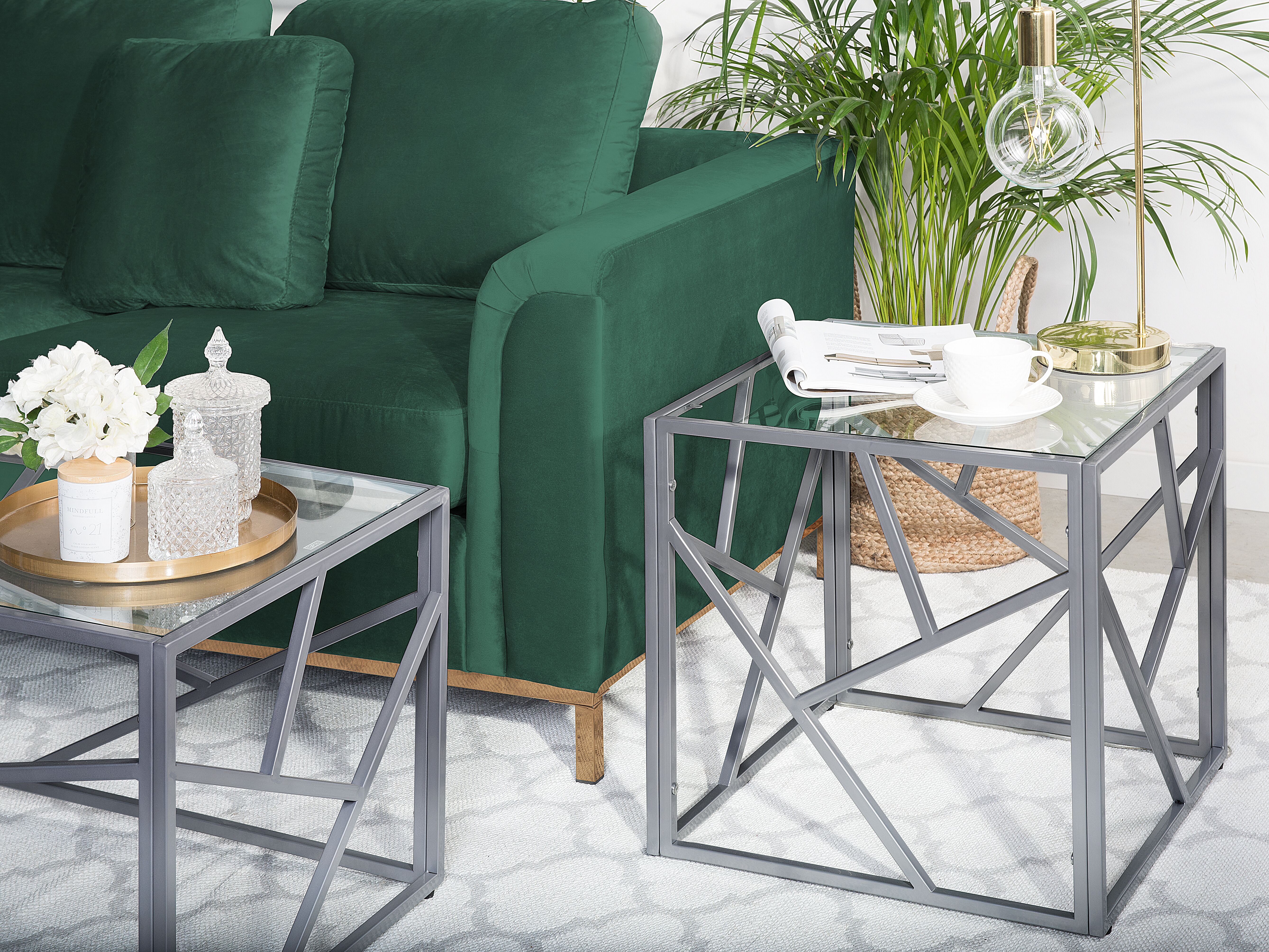 Side Table ORLAND Glass Silver