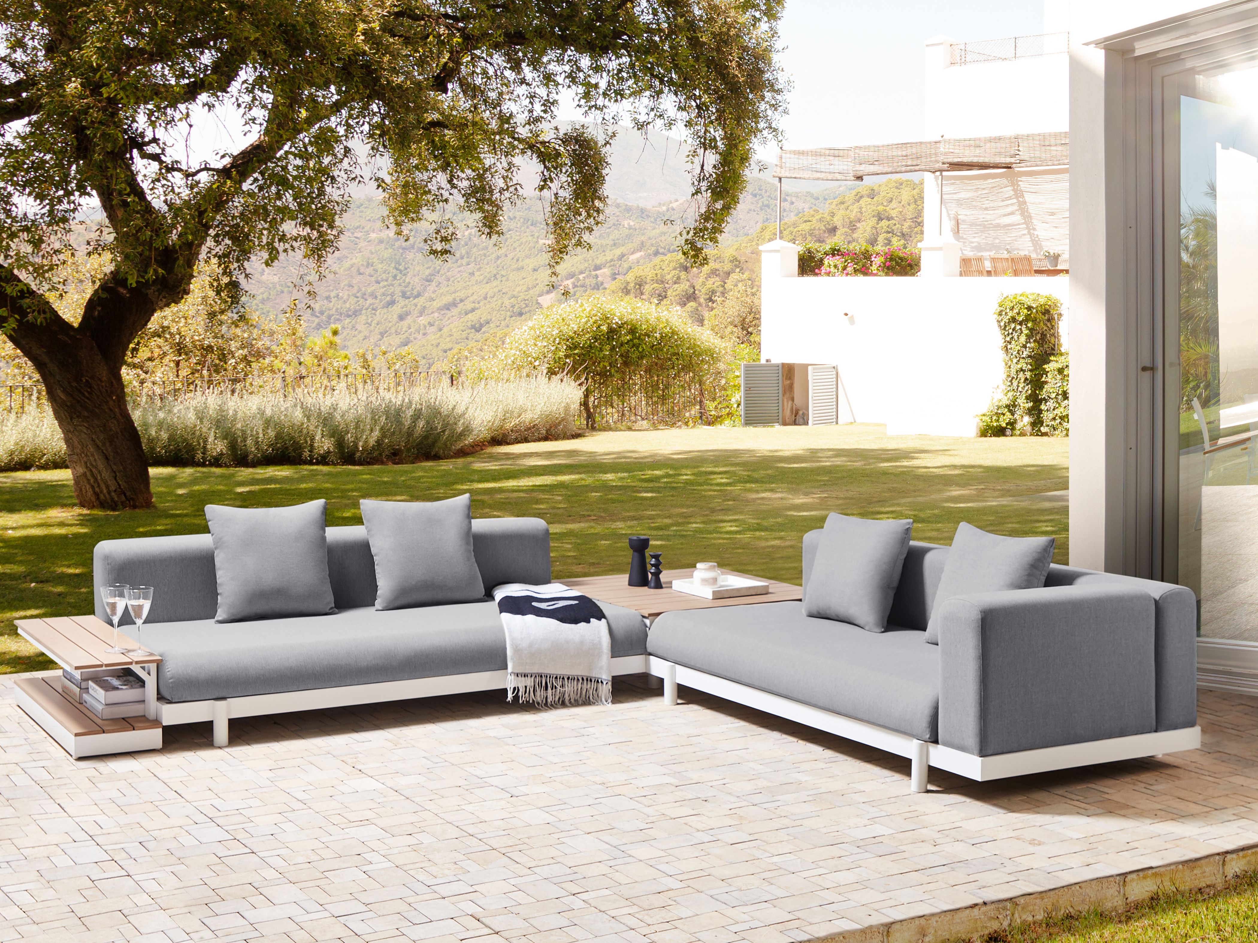 Garden Corner Sofa with Table 5 Seater MISSANELLO Grey