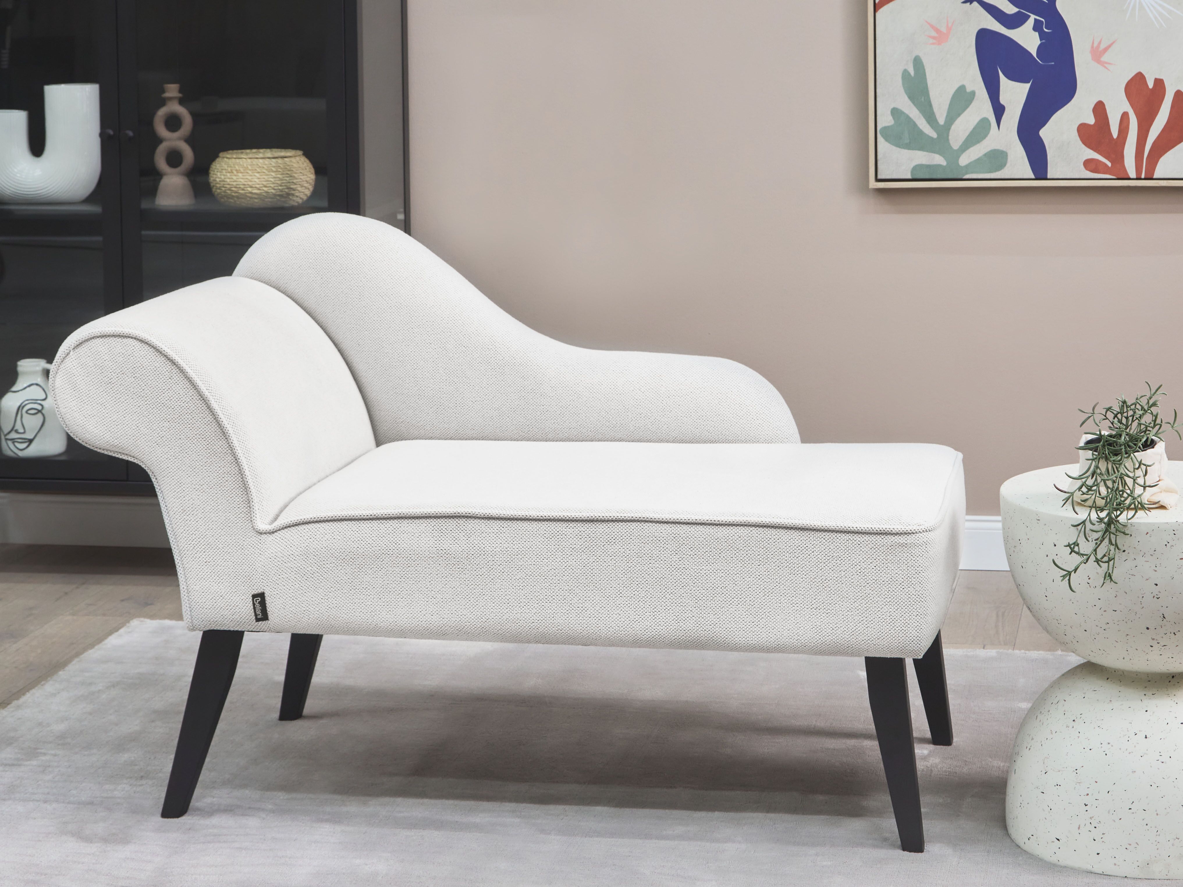 Left-Hand Chaise Lounge BIARRITZ Fabric White