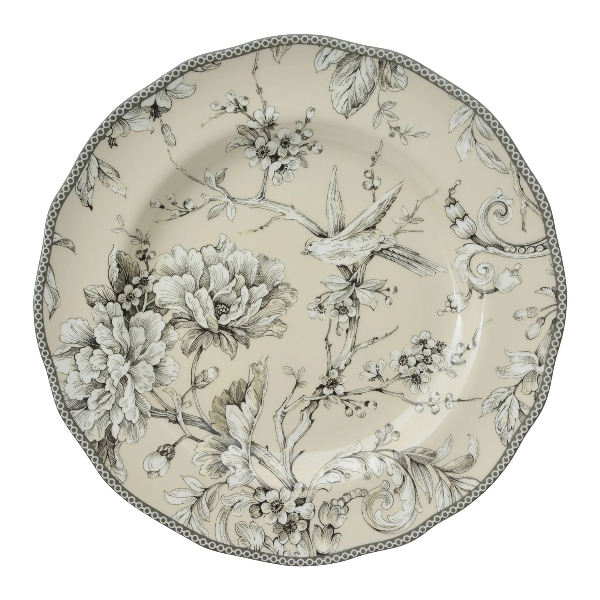 222 Fifth Adelaide Round 16-Piece Porcelain Dinnerware Set, Black Toile - Image 33