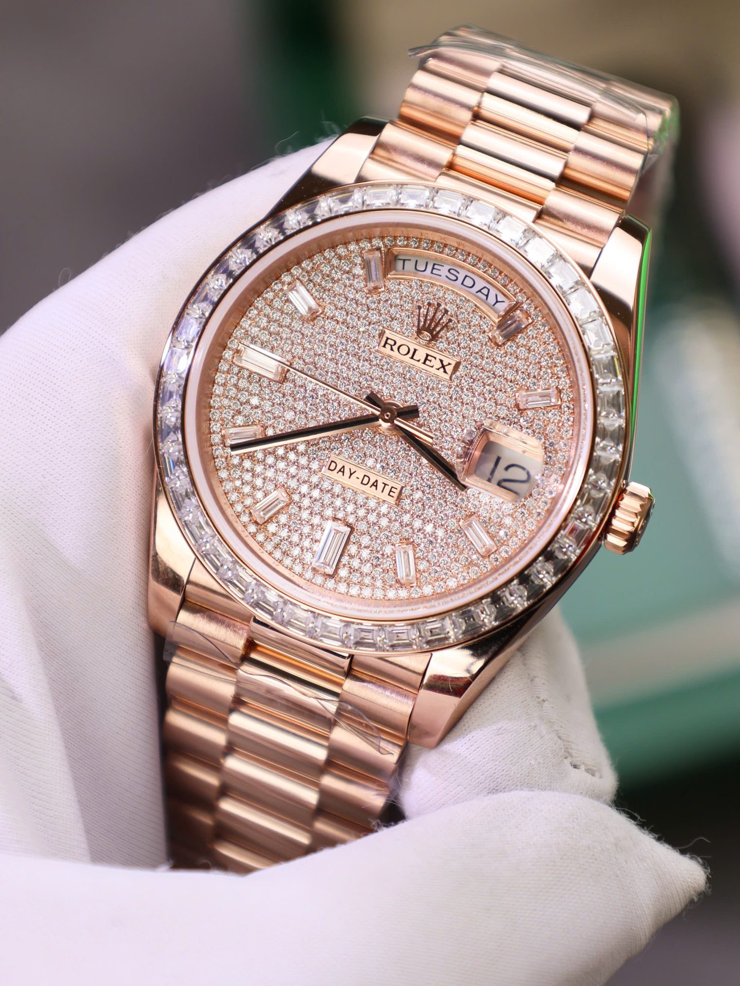 Rolex Best Copies Watches Day-Date Custom Diamonds Moissanite + Gold Wrapped GMF 40mm - Top club