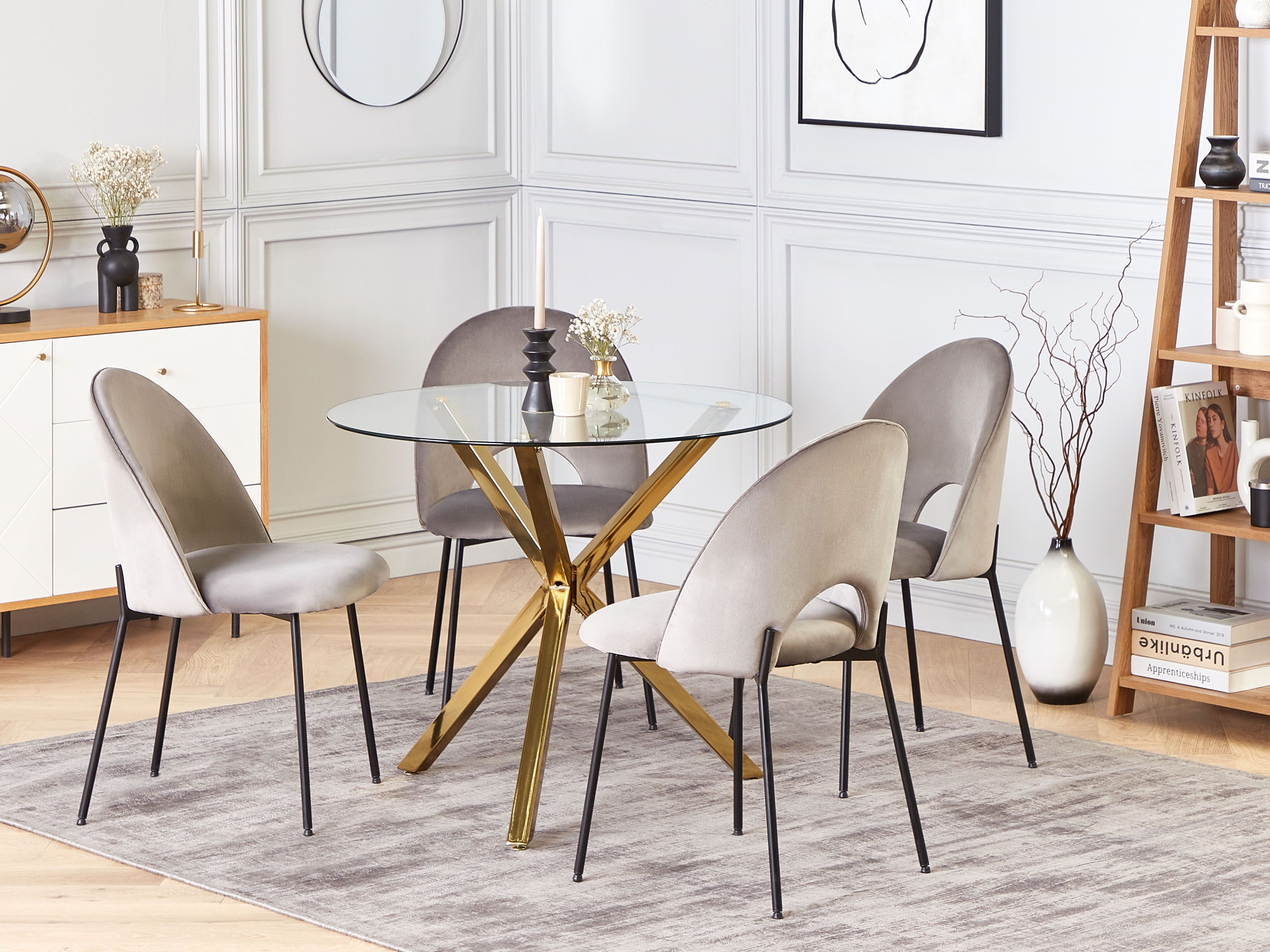 Dining Table SAVONI Gold 90 cm 90 cm Tempered Glass