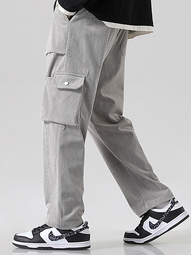Straight Leg Corduroy Cargo Pants