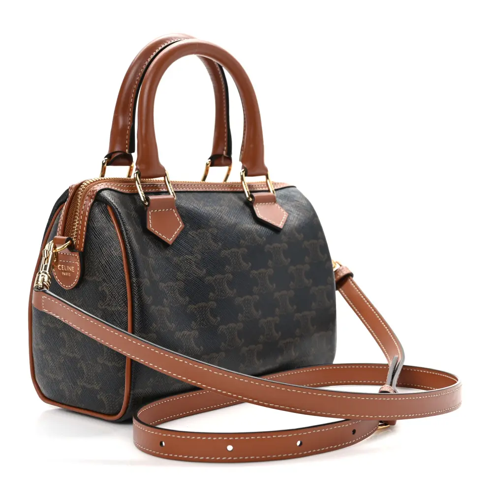 Superfake Celine Small Boston Bag – Triomphe Canvas & Calfskin1:1High-quality replica