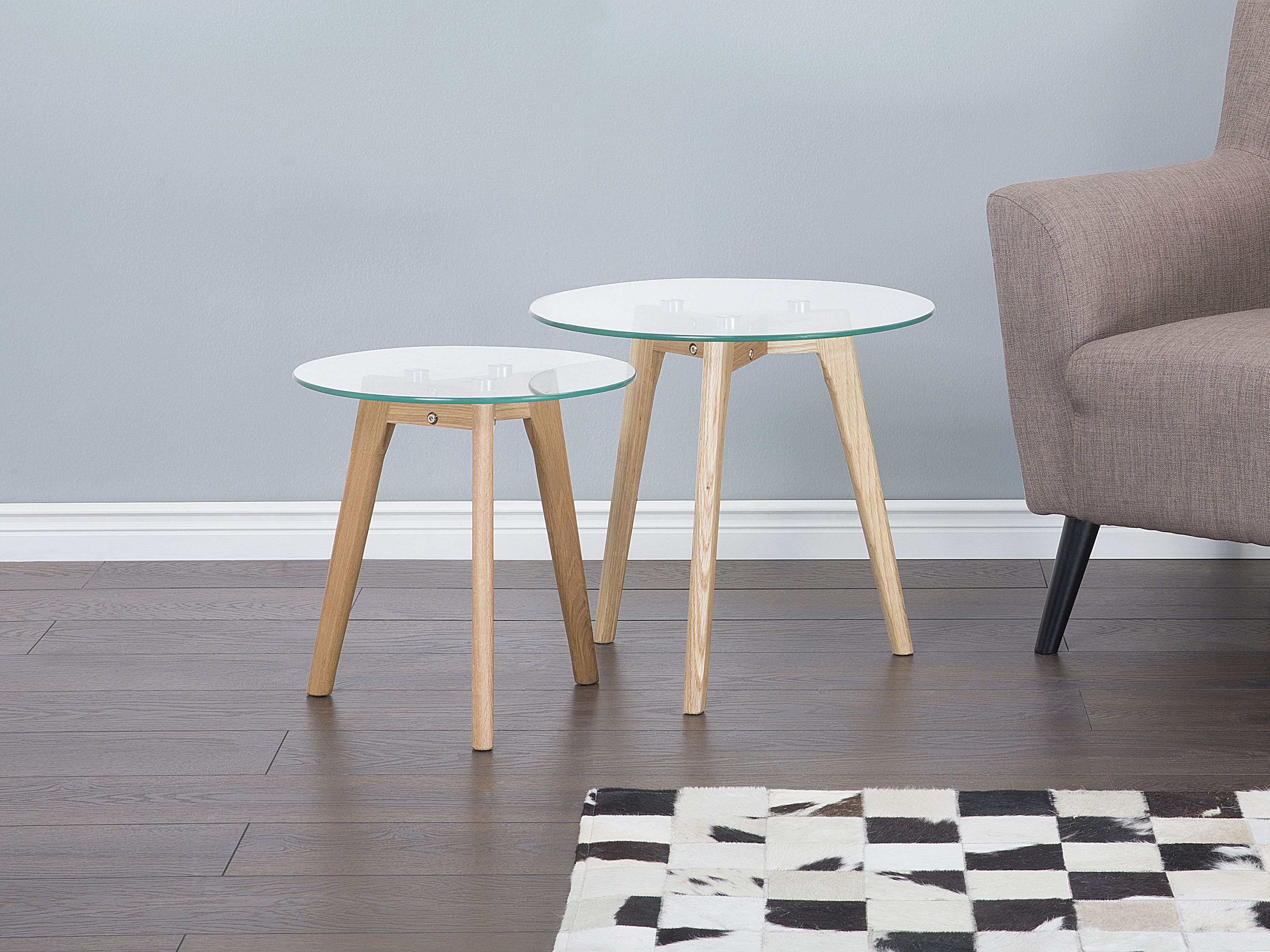 Set of 2 Coffee Tables MISSOURI Glass Transparent