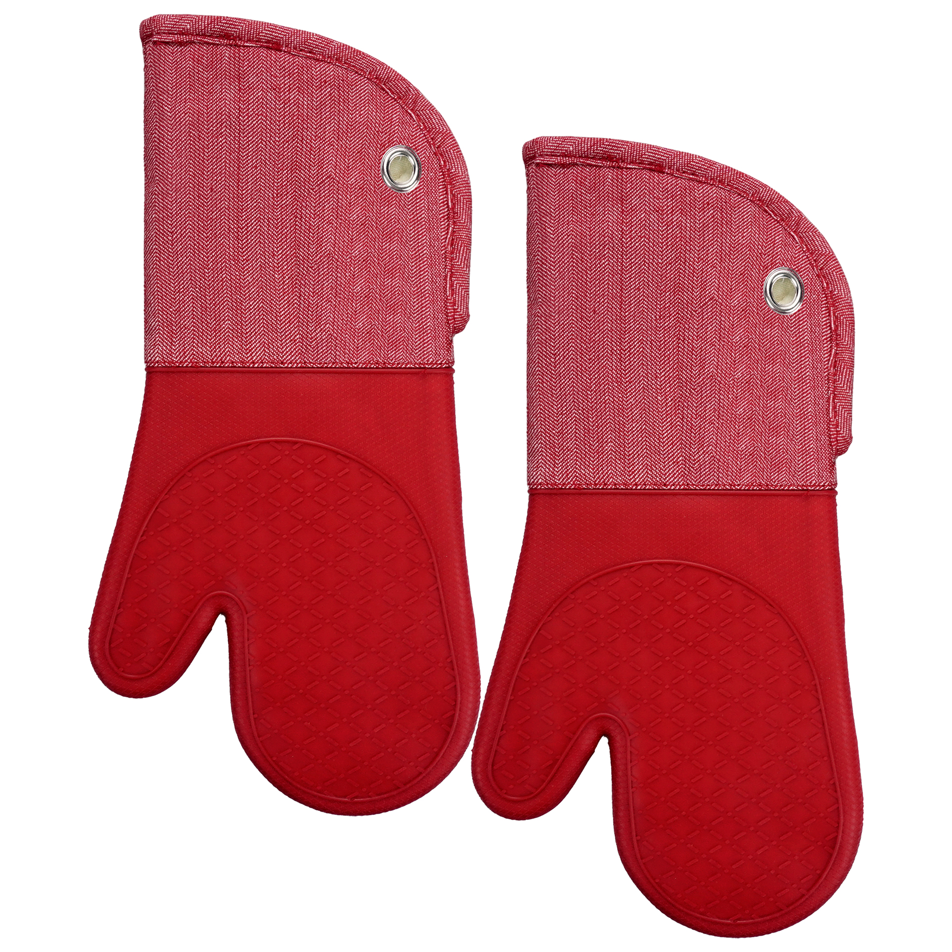 Printed Light Blue Yarn-dyed Eco-Friendly Silicone Cotton Heat Resistant Durable Waterproof Oven Mitt Anti Scalding Oven
