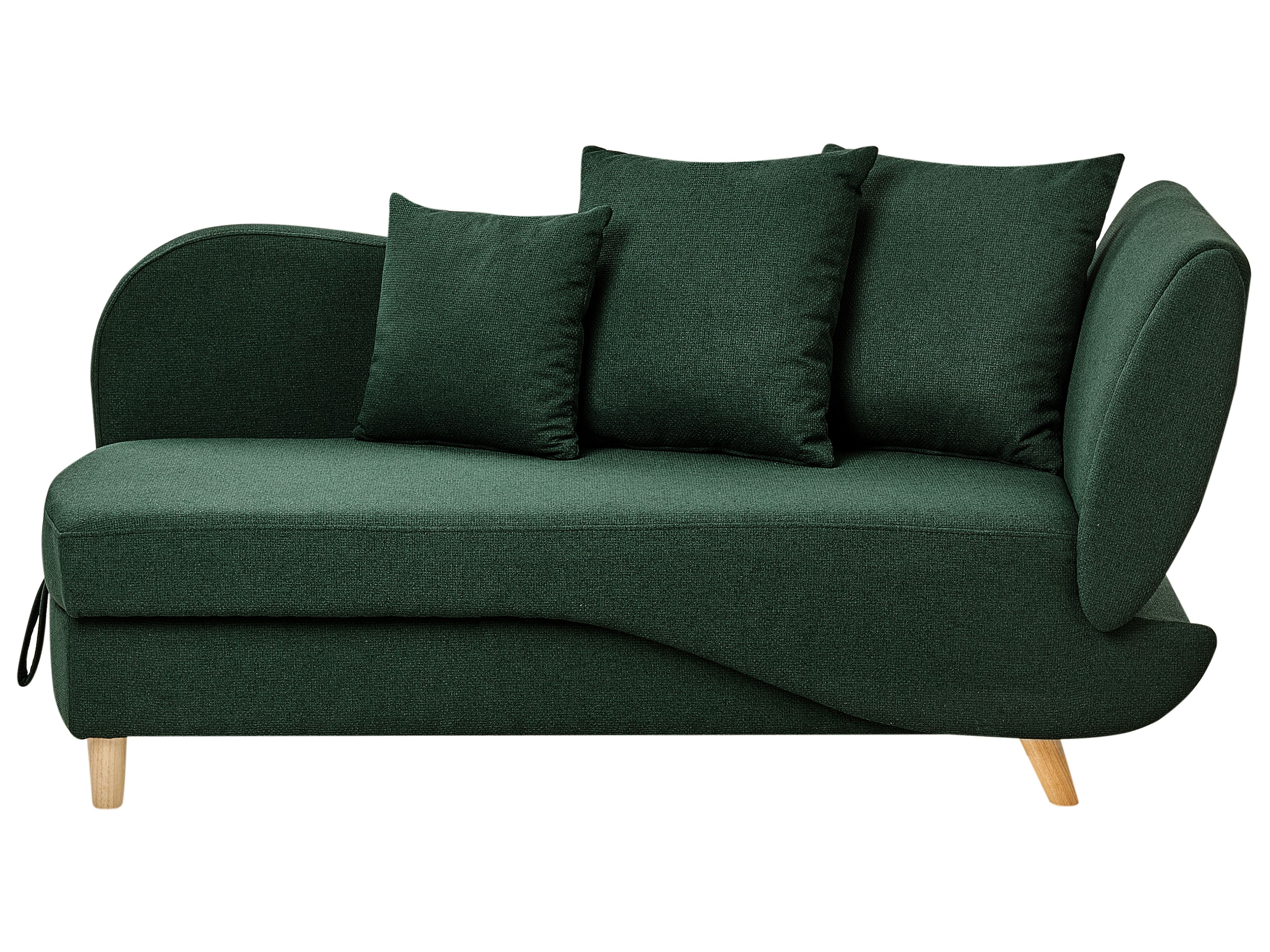Right-Hand Chaise Lounge MERI Faux Linen Green with Storage