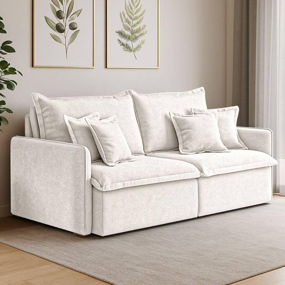 Sofá 3 Lugares 2,20m Retrátil e Reclinável em Tecido Bouclé - Malta Lucadi