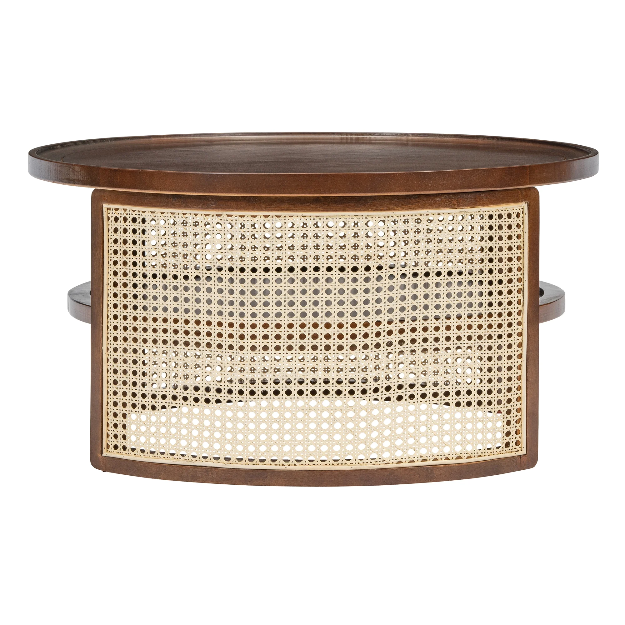 Harper & Bright Designs Rattan Round Coffee Table with Storage Shelf, Round Cane Wood Center Table for Living Room, 37'' Brown - Image 32