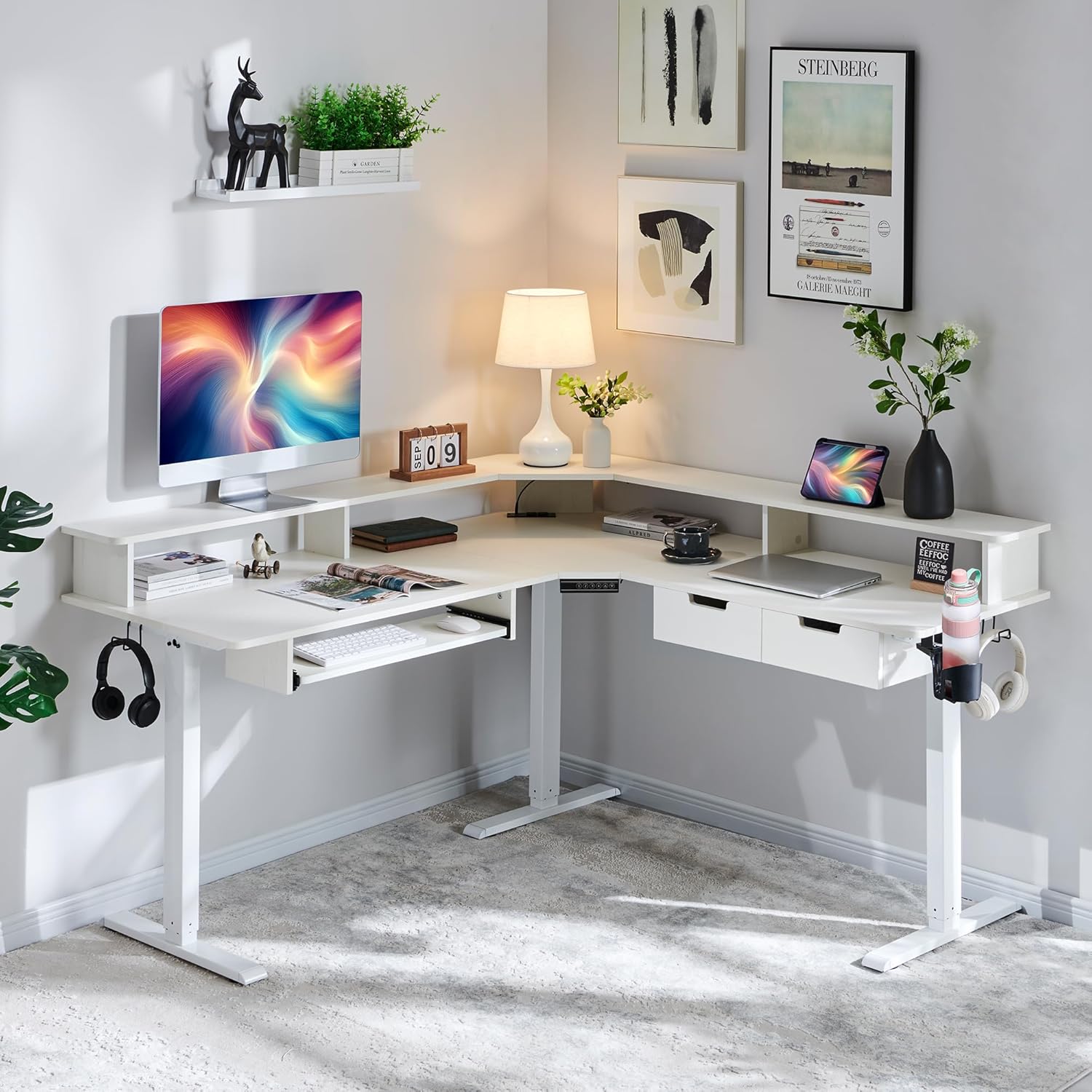 RedLemon Electric L Shaped Standing Desk, 60