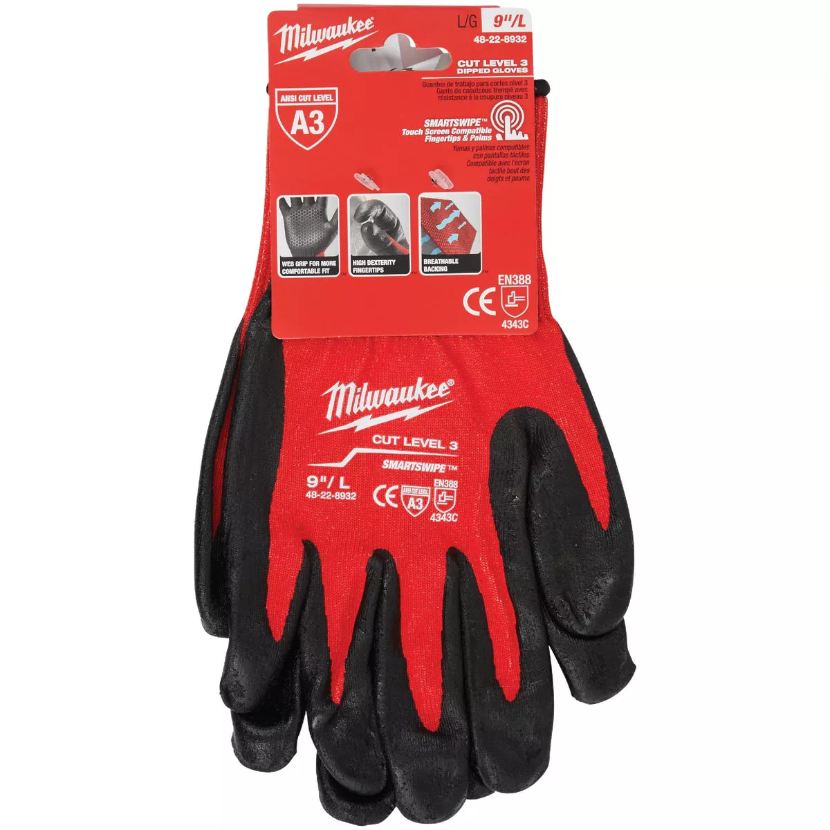 Milwaukee Unisex Large Nitrile Coated Cut Level 3 Work Glove