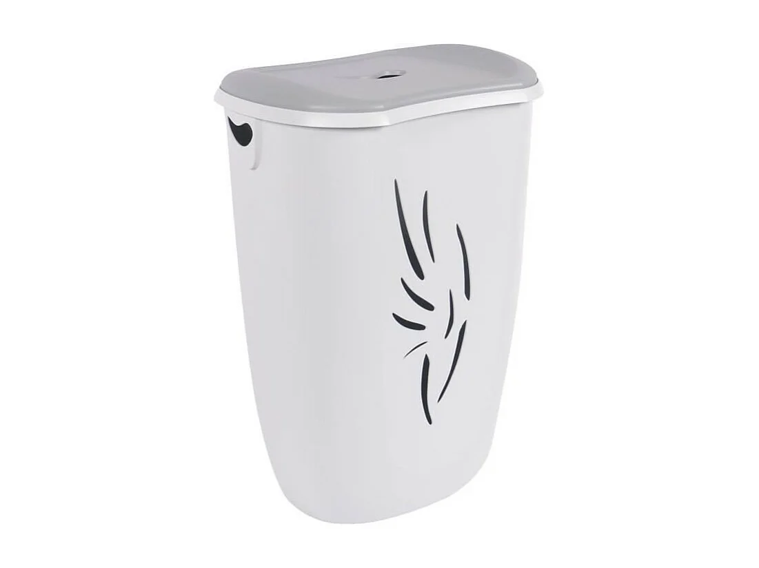 Coffre à linge Flora 40 L - Gris béton et Blanc cérusé - 40 x 30 x 57 cm