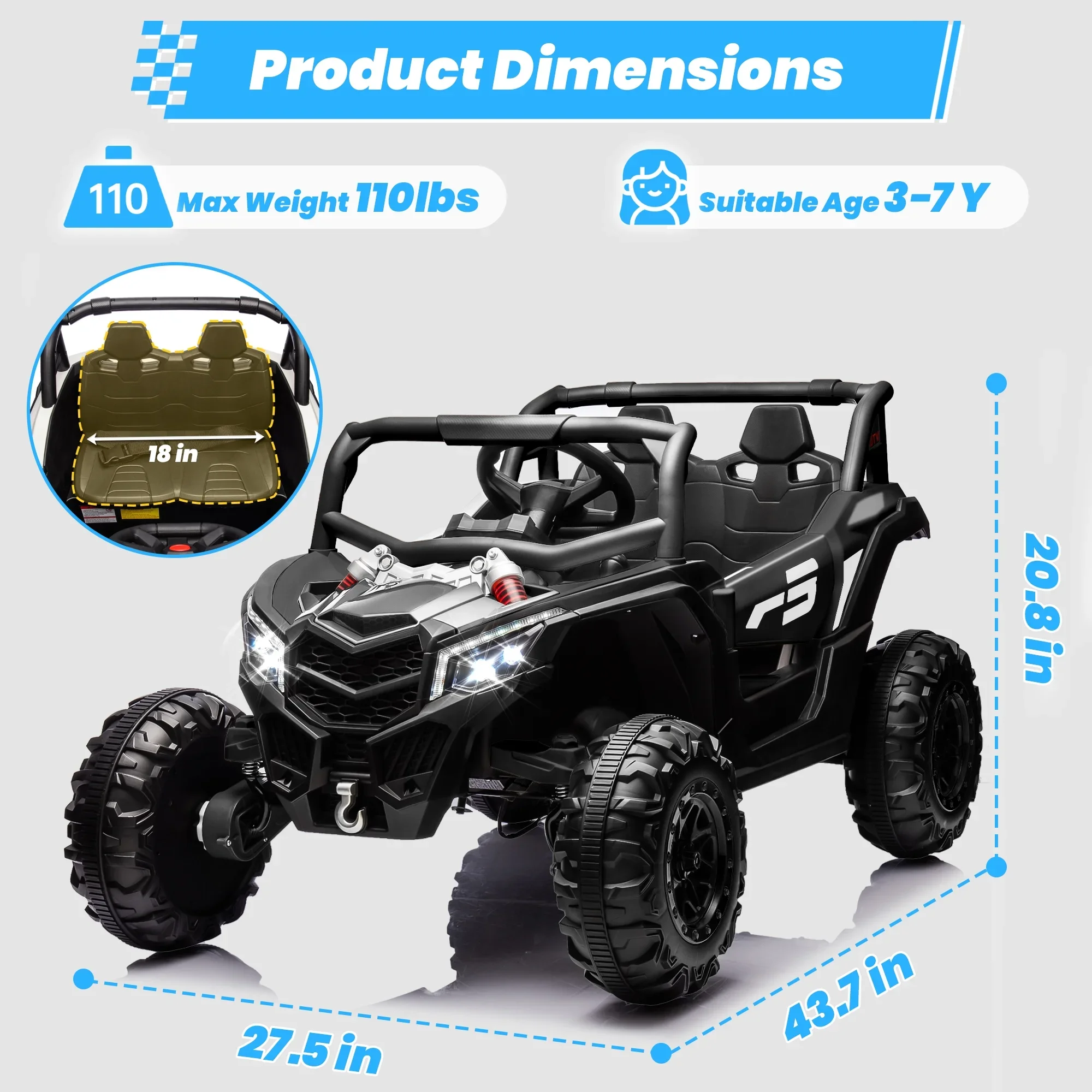 Joyracer 4WD 24 Volt Ride on Toys, 2 Seater Power Car wheels UTV with 800W Motors, Remote Control, Bluetooth Music, Spring Suspension, LED Light, Pink - Image 26