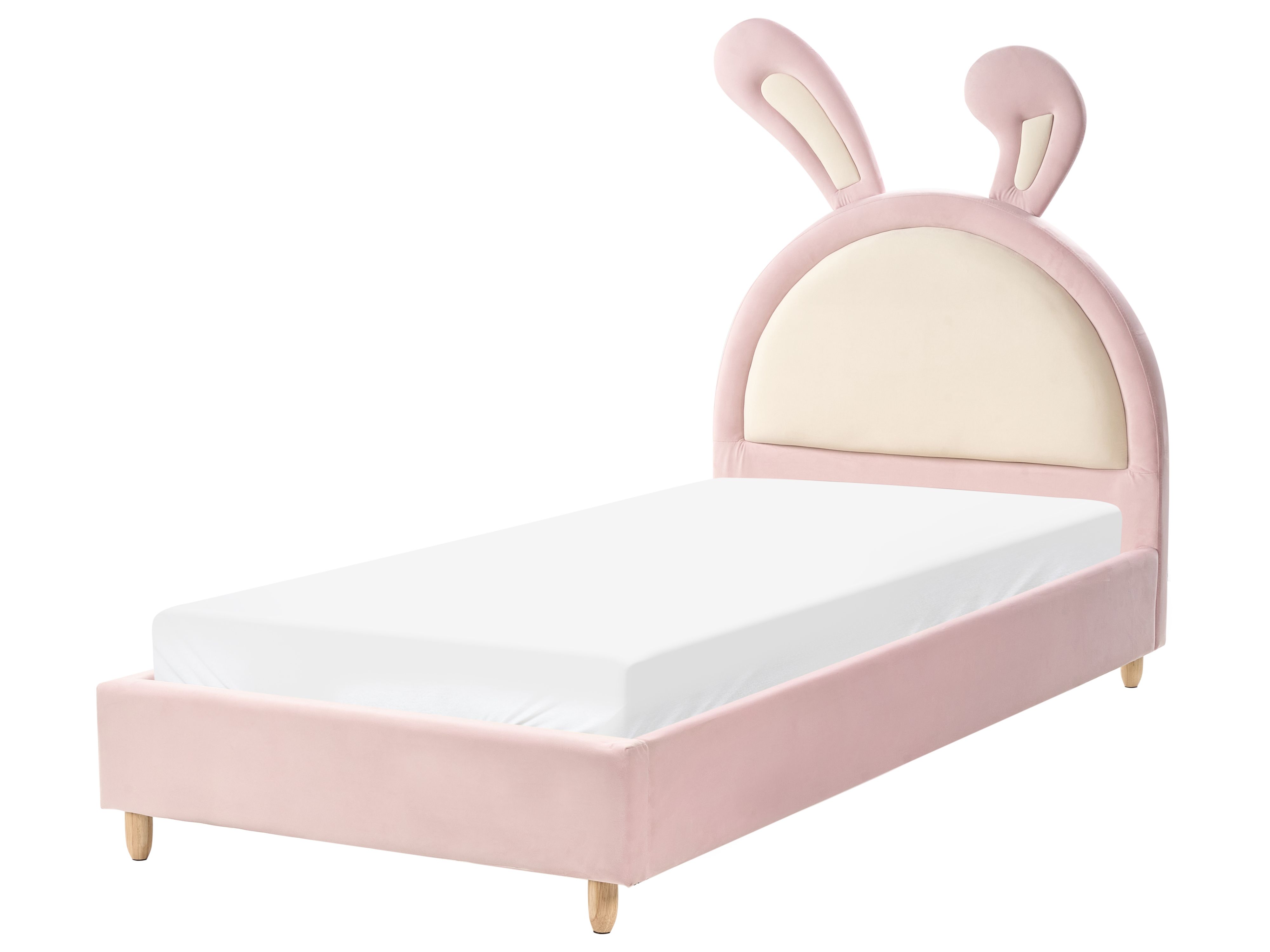 Kids Bed Rabbit Velvet LALLIAS 90 x 200 cm (EU Single) Pink