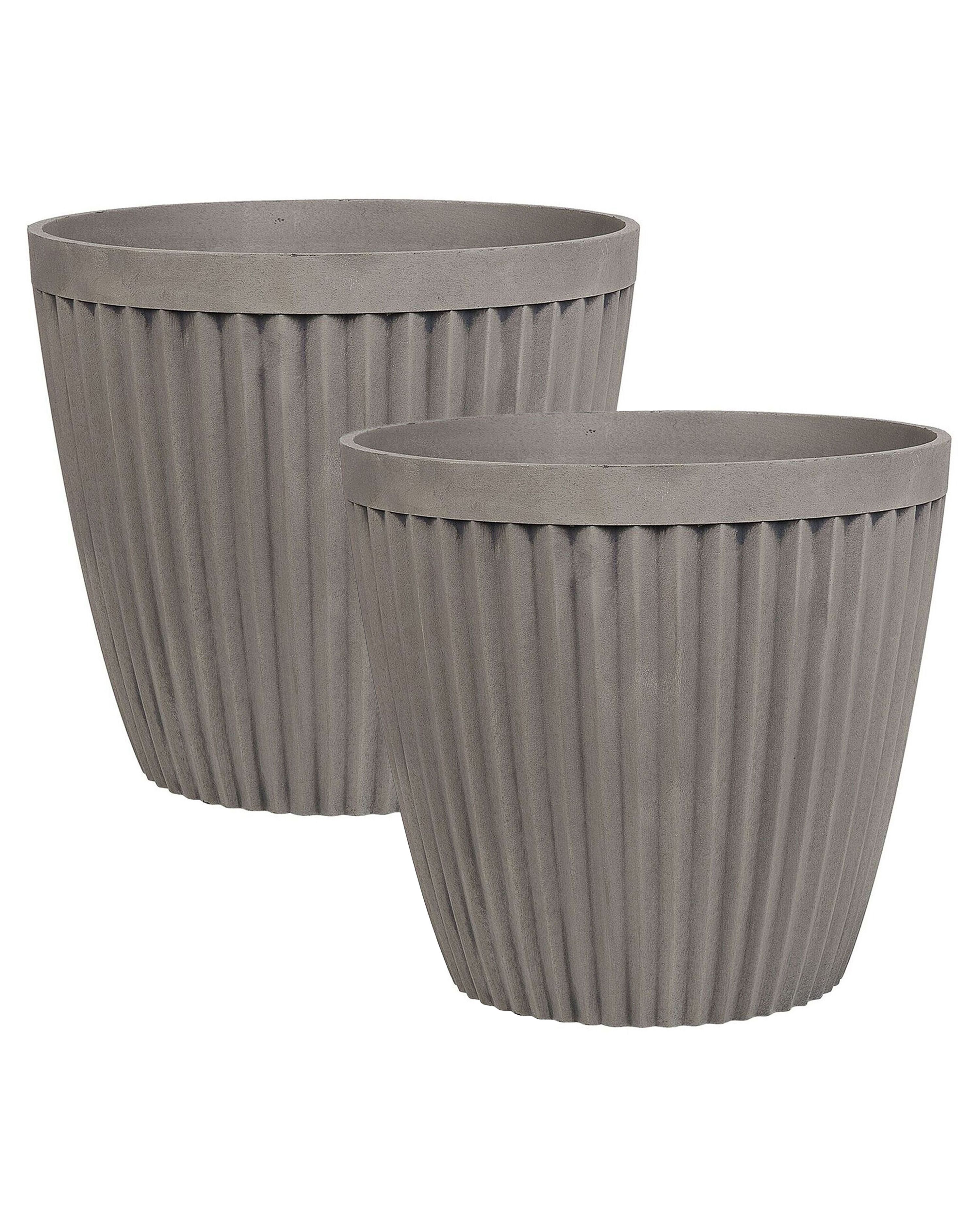 Set of 2 Plant Pots POKA 36 cm Taupe