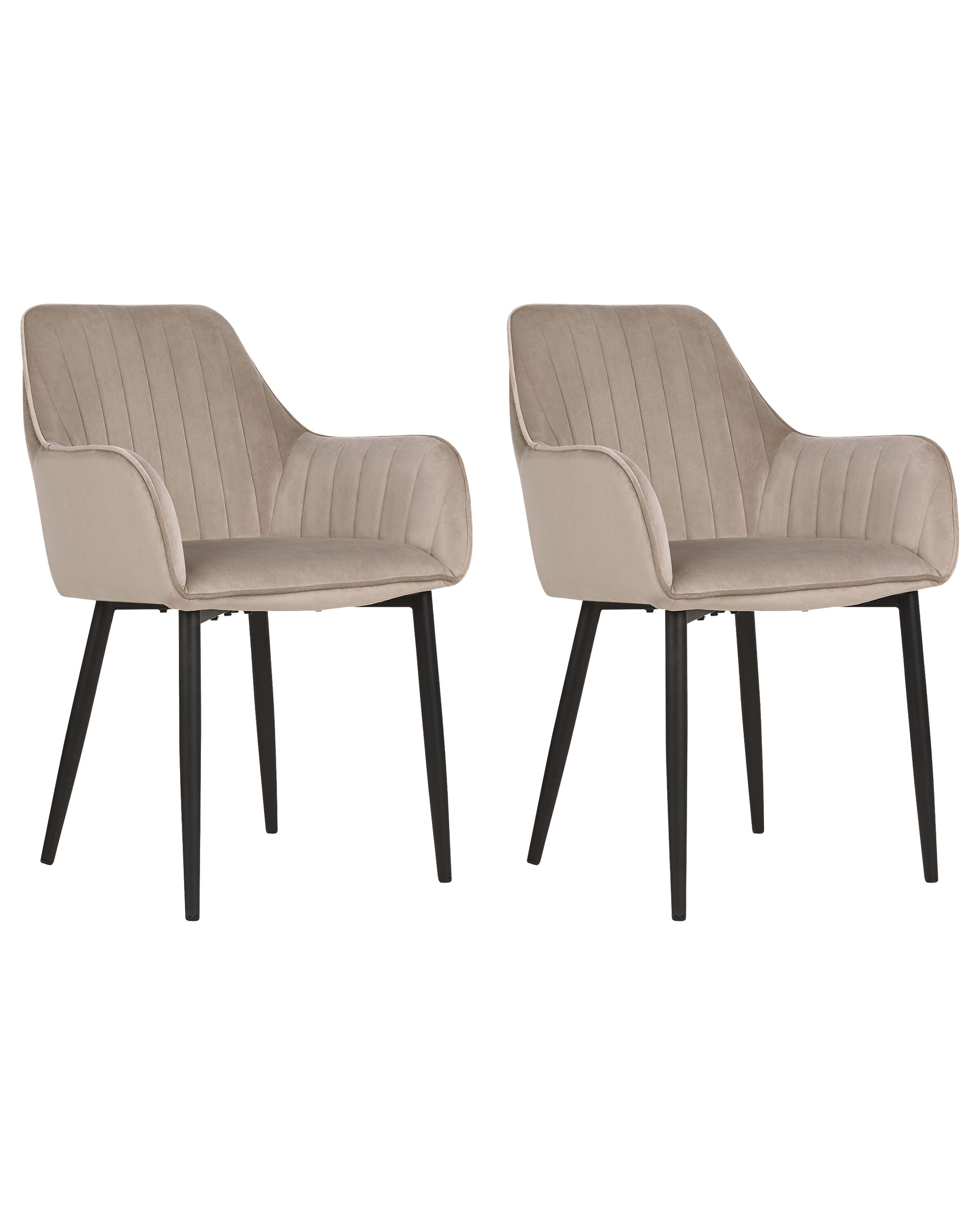 Set of 2 Dining Chairs WELLSTON Velvet Taupe