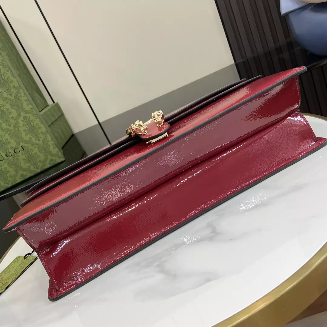 Dionysus Large Shoulder Bag in Rosso Ancora Patent Leather1:1High-quality replica