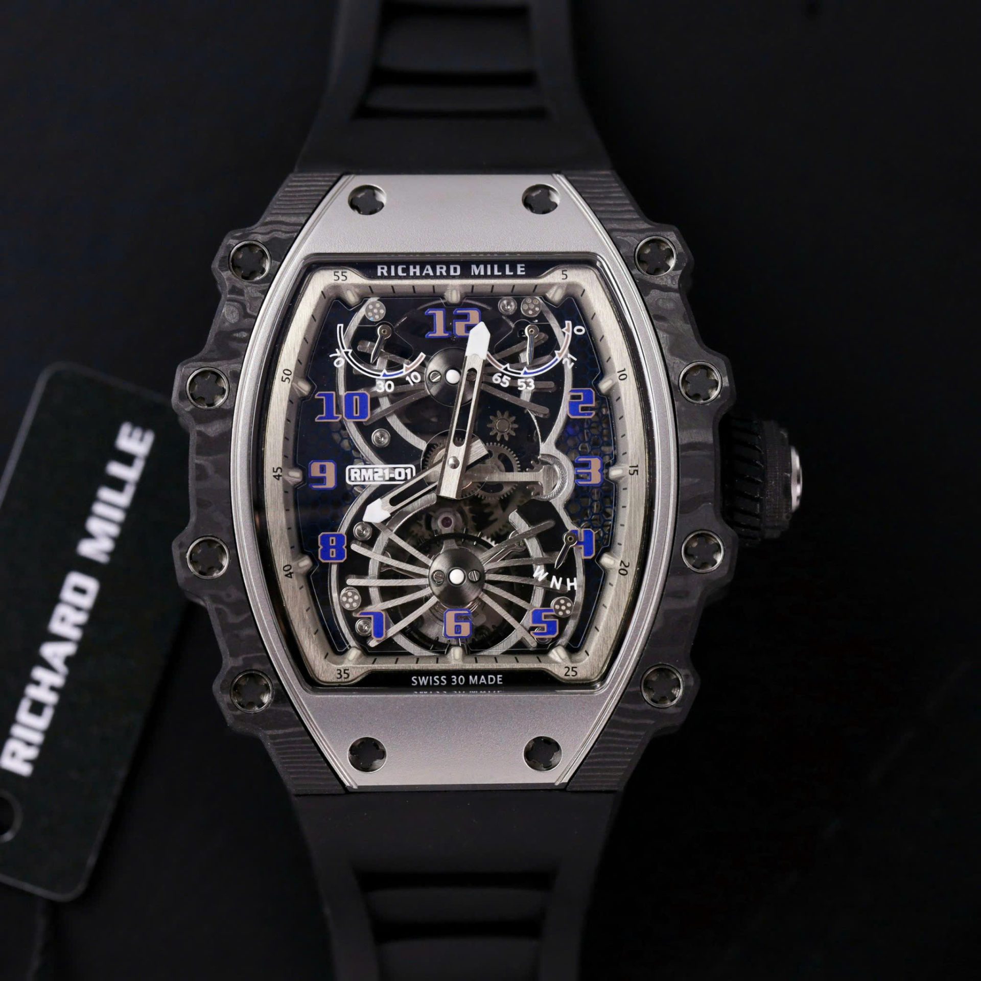 Richard Mille RM21-01 Tourbillon Best Replica Watch Rubber Strap 45mm - Top club